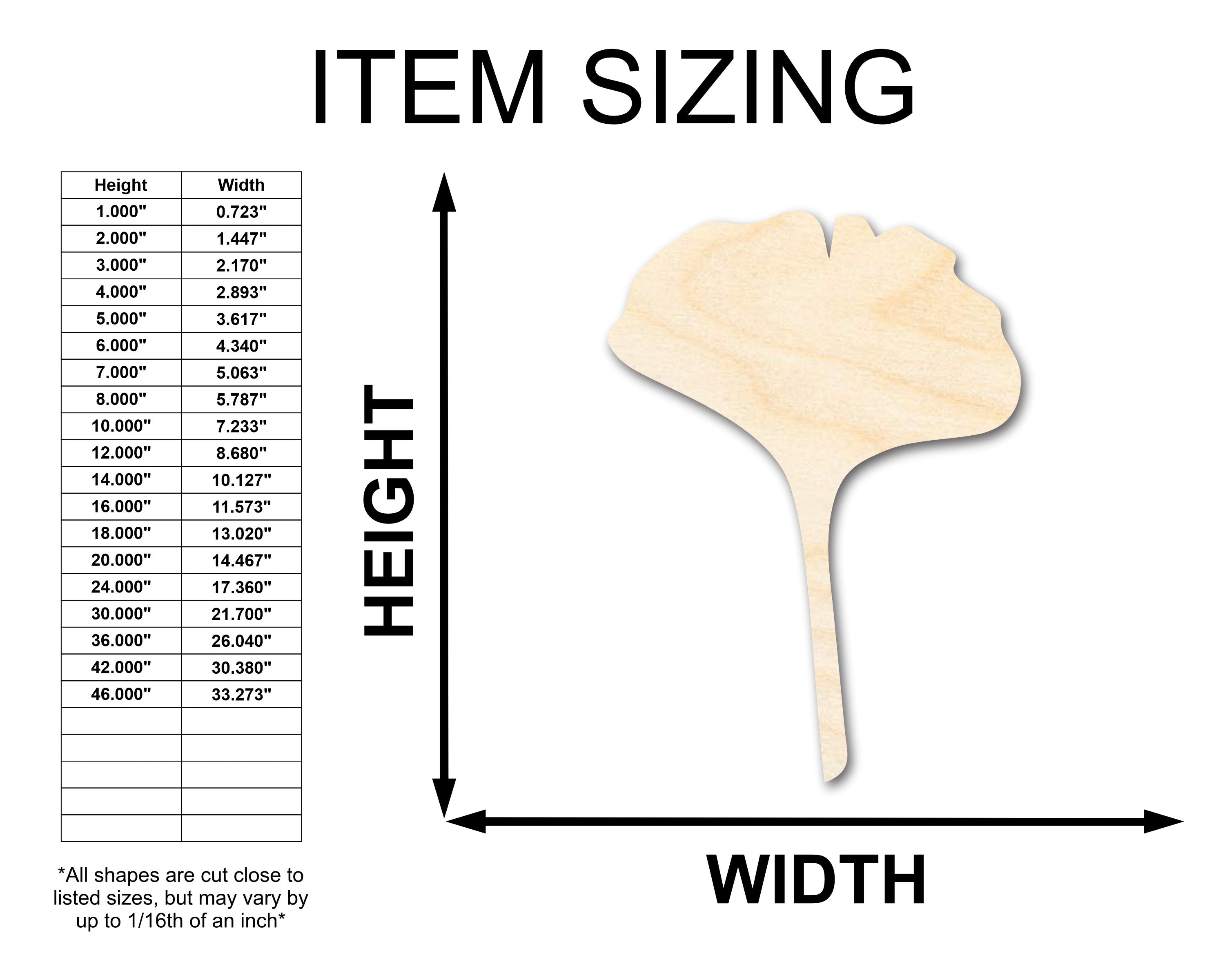 Unfinished Baltic Birch Gingko Leaf Shape Craft Cutouts for Up to 46 DIY Projects