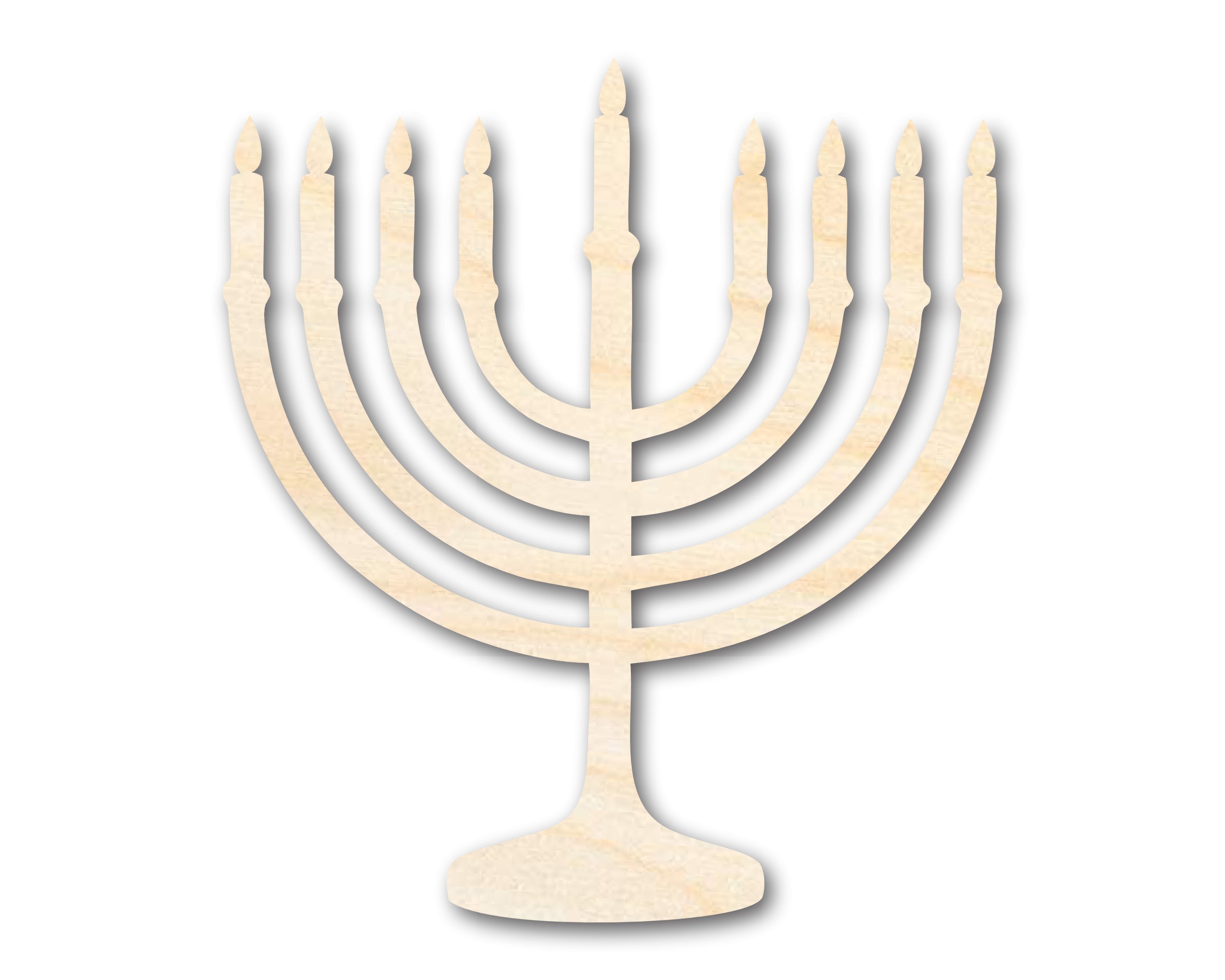 Unfinished Wood Hanukkiah Menorah Shape Crafting Item - Sizes Up to 46 Inches