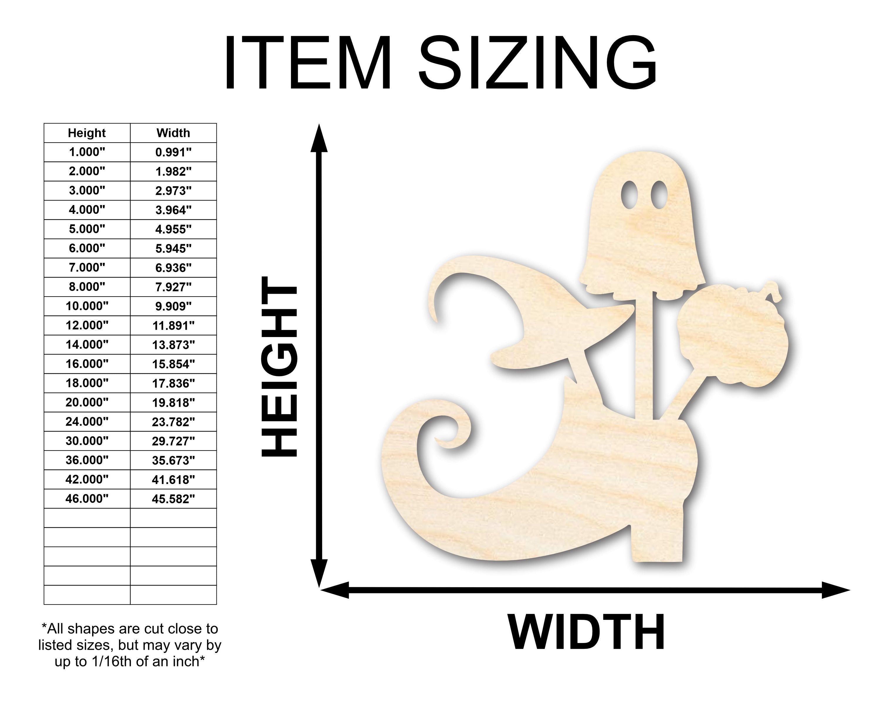 Unfinished Wood Witches Candy Shoe-Shaped Craft Items - Sizes Up to 46 Inches