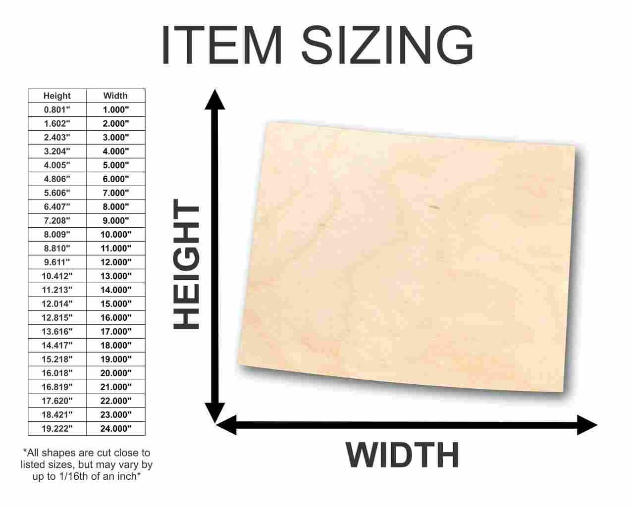 Unfinished DIY Wood Wyoming State Shape Craft Item - Suitable for up to 46 DIY Projects