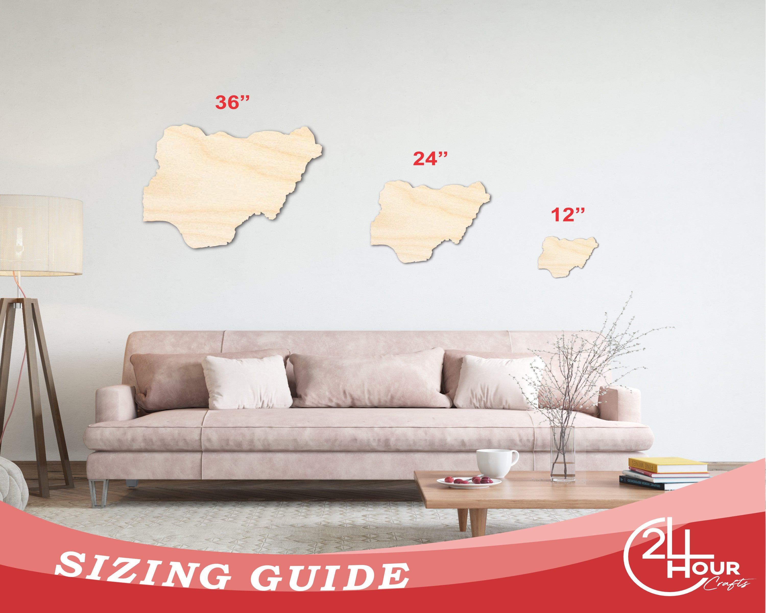 Unfinished Wood Nigeria-shaped DIY Crafts for West Africa - Up to 46 Pieces Available for Do-it-yourself Projects