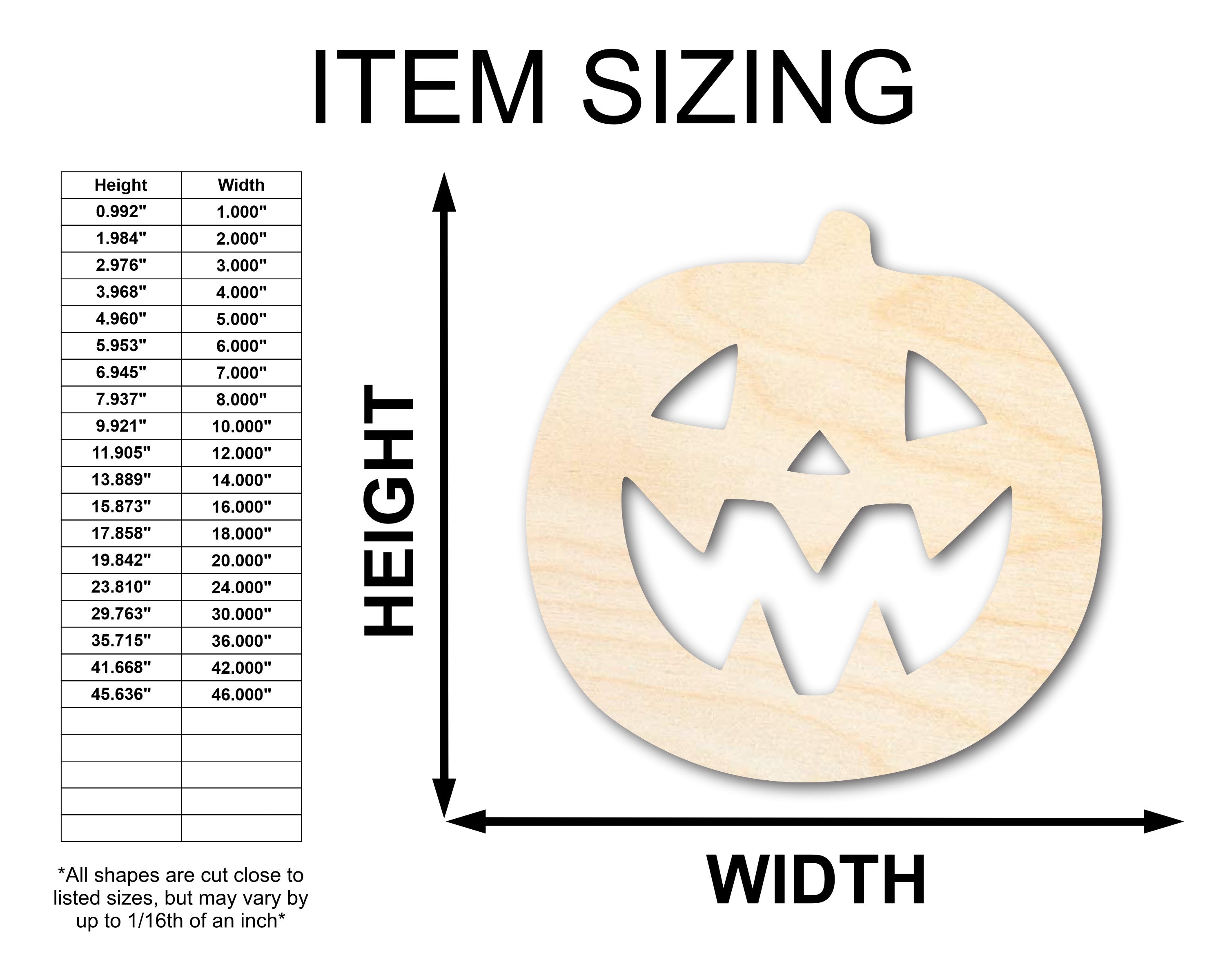 Unfinished DIY Craft Cutout in Jack-O-Lantern Shape, Available up to 46 Inches