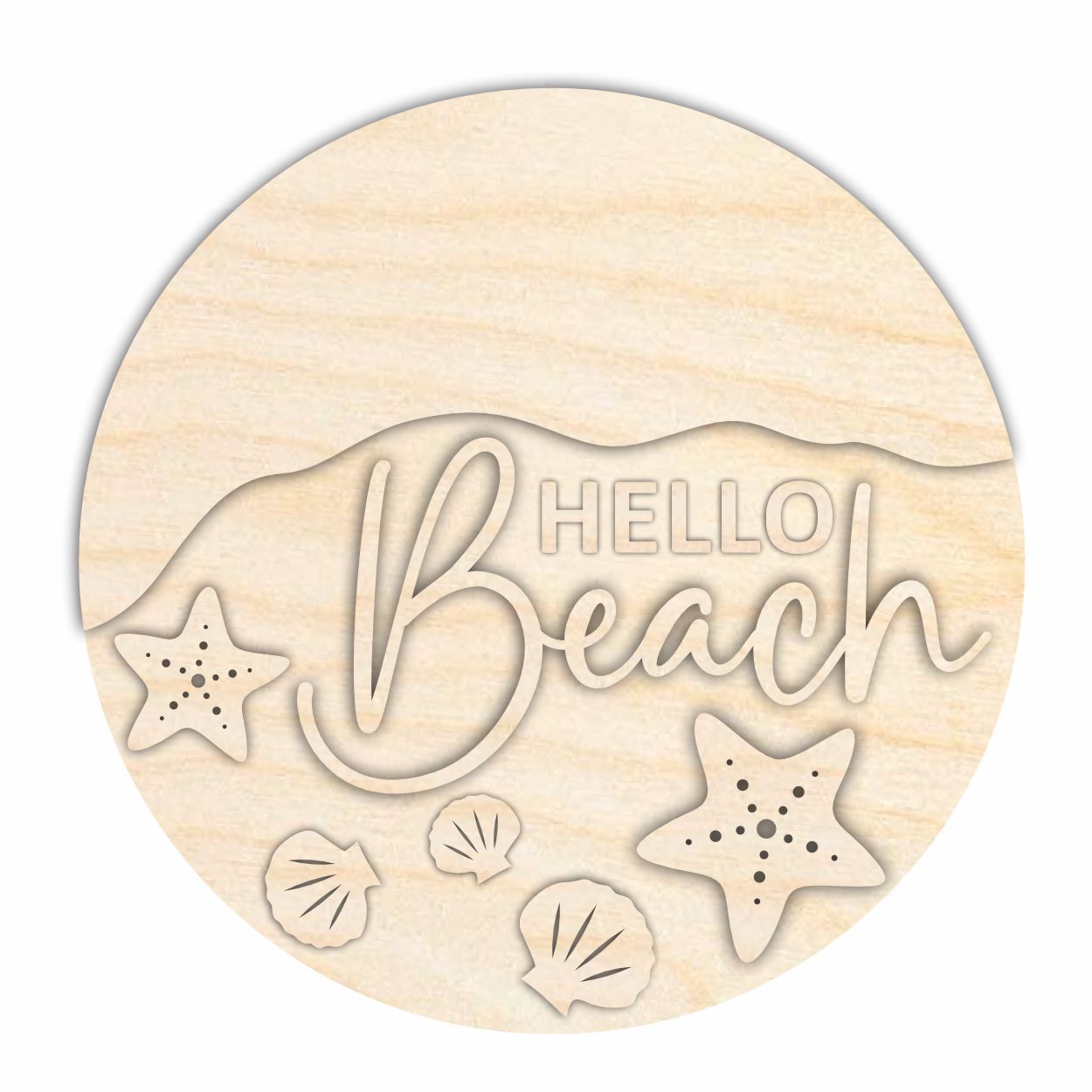 1/4 Thick Unfinished Wood 'Hello Beach' Door Sign Craft Kit