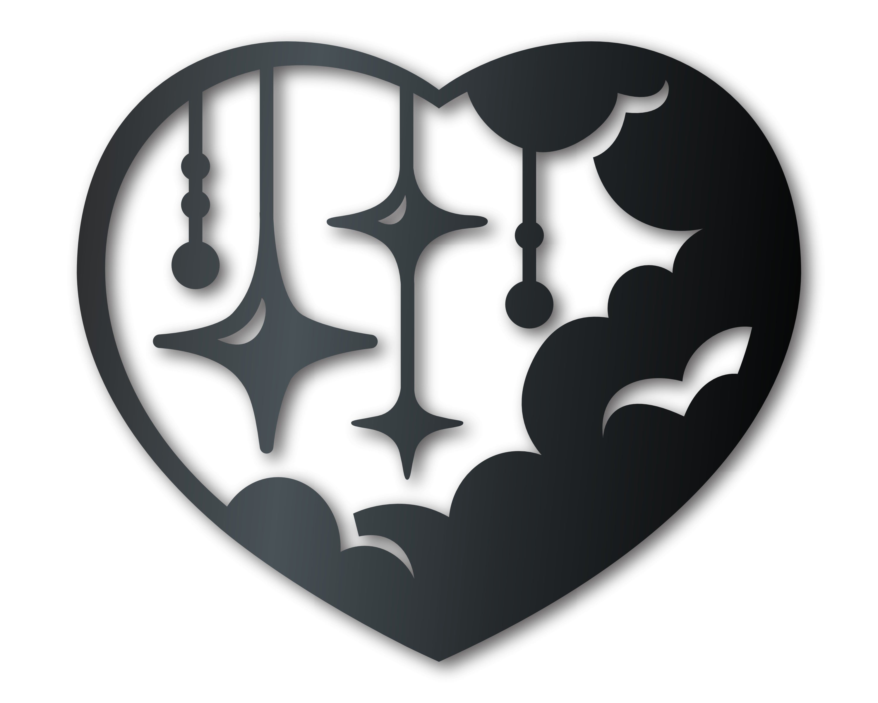 Customizable Metal Starry Heart Wall Art Sign with 14 Color Choices