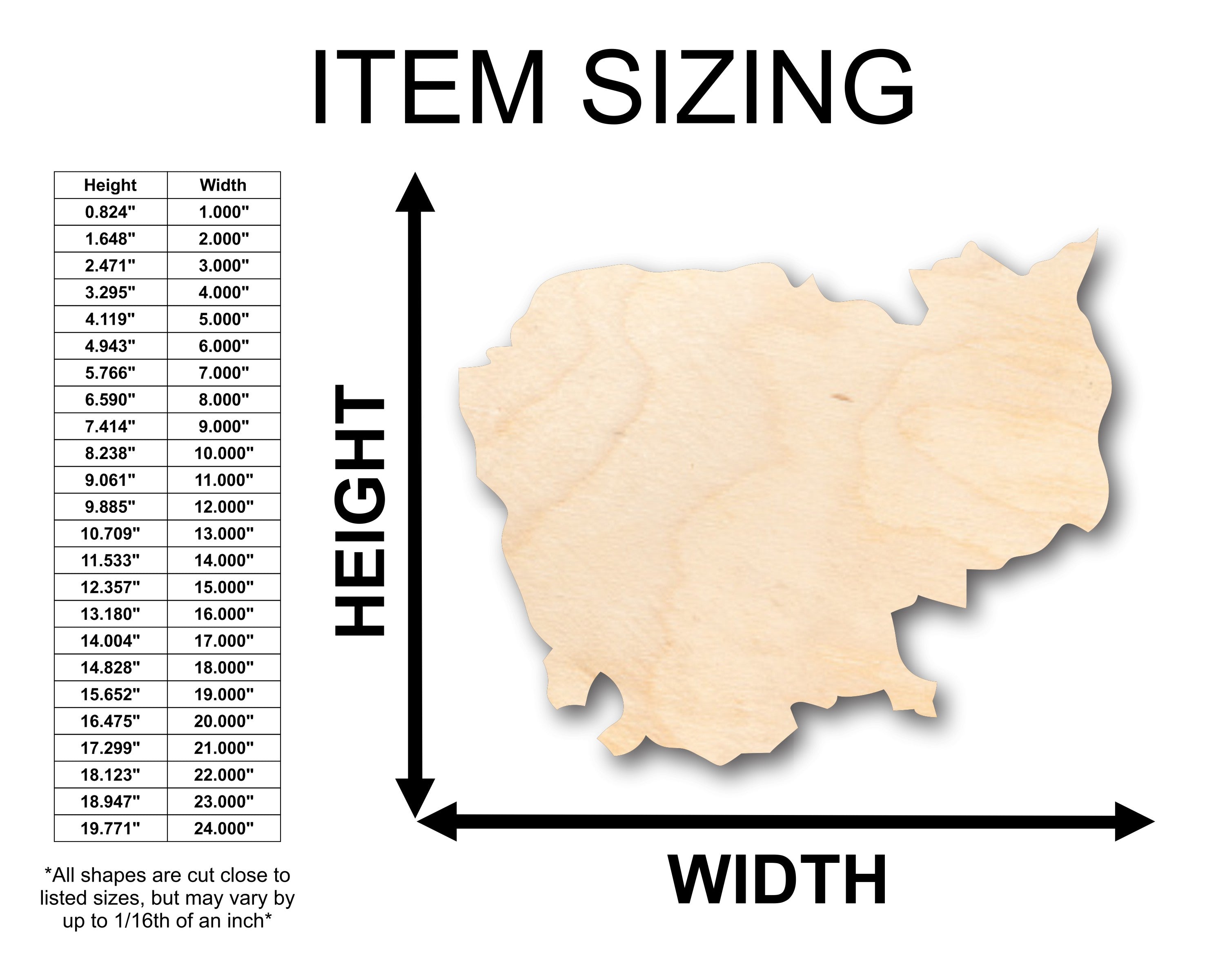 DIY Unfinished Cambodia - Shaped Wood Crafts up to 46 Inches