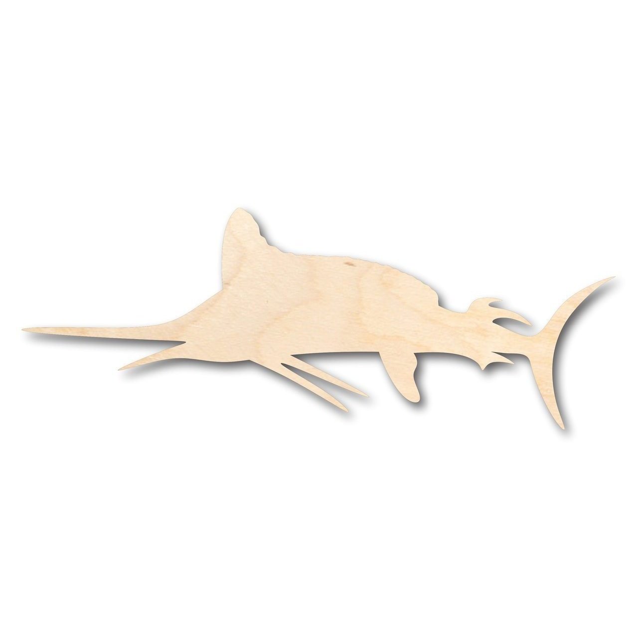 Unfinished Baltic Birch Plywood Marlin Shape - Swordfish Ocean Fishing Crafting Item for Up to 46 DIY Projects