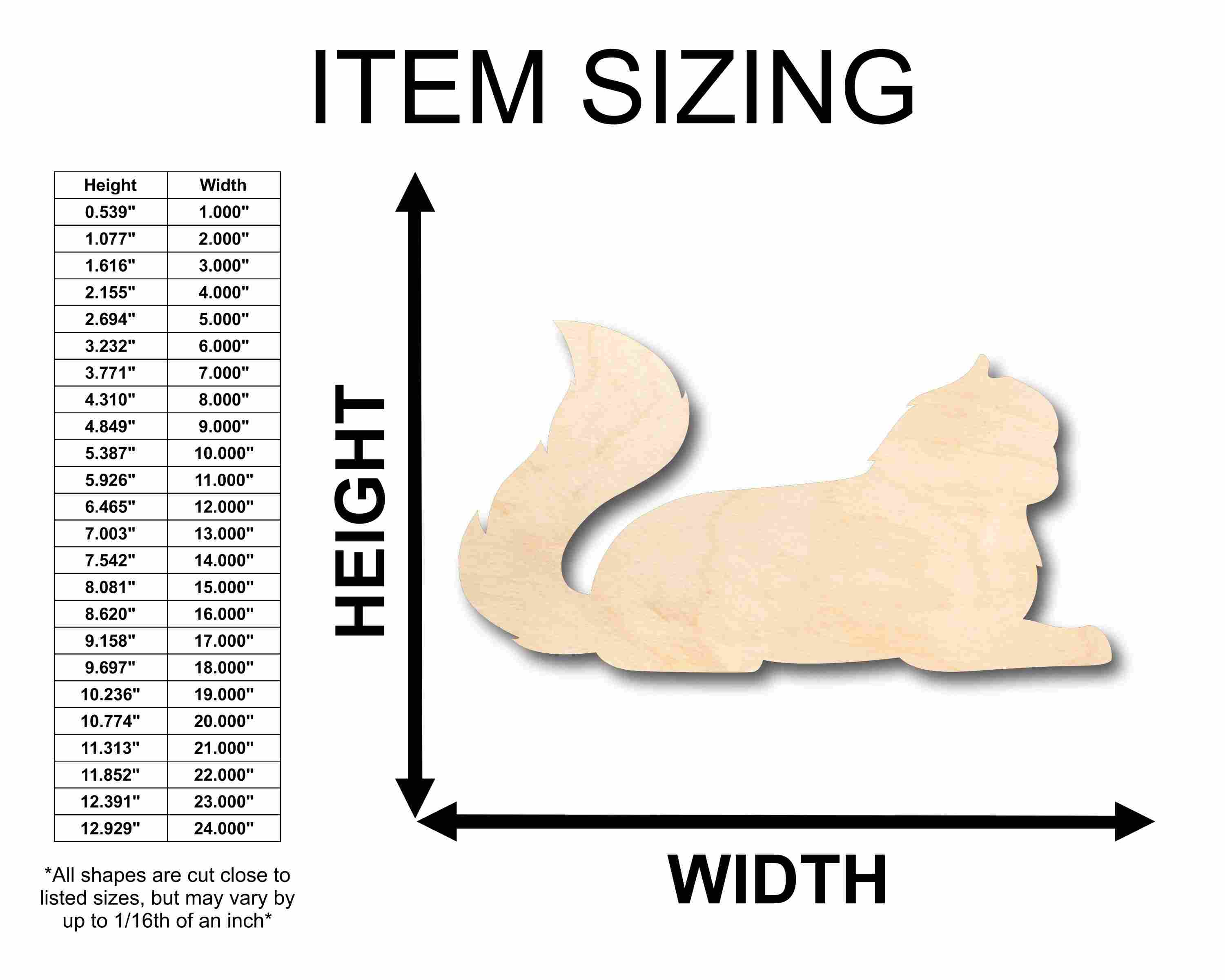 Unfinished Baltic Birch Wood Fluffy Cat Silhouette Crafting Kit - Up to 46 DIY Projects
