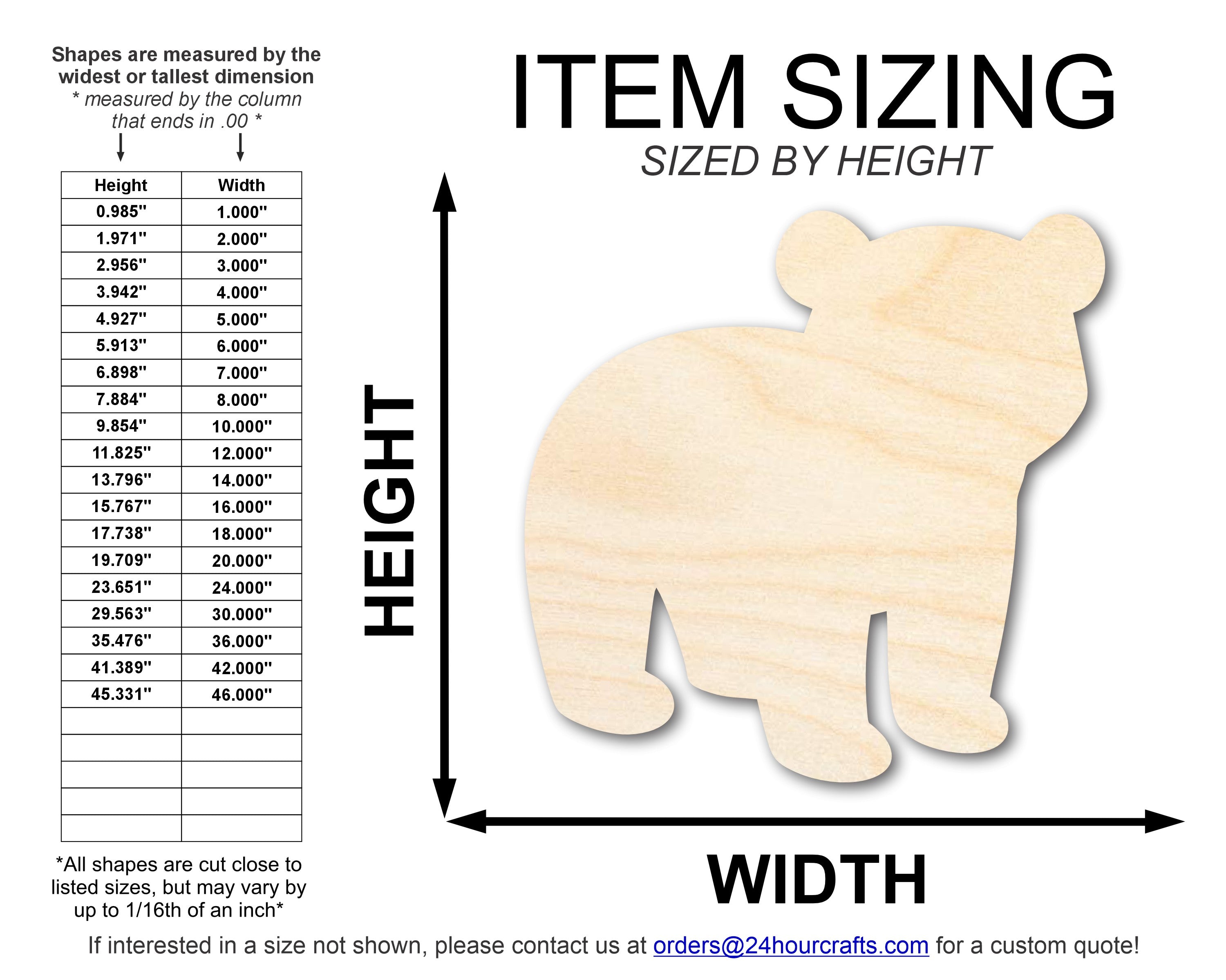 Unfinished Baltic Birch Wood Cute Polar Bear Shape Cutout for DIY Crafts, Up to 46 Inches for 46 Different DIY Projects
