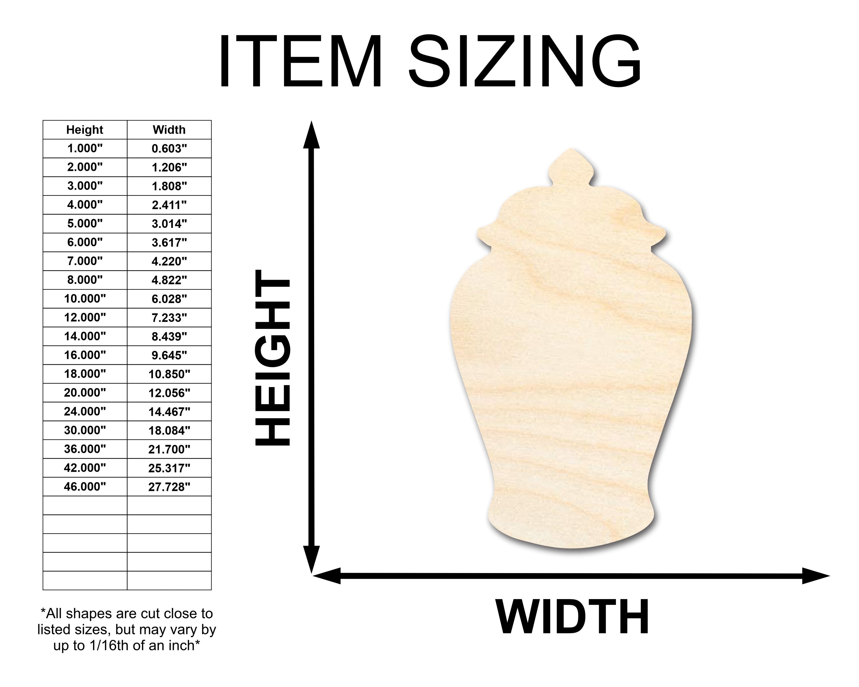 DIY Unfinished Wood Ginger Jar Silhouette - Up to 46 Crafts