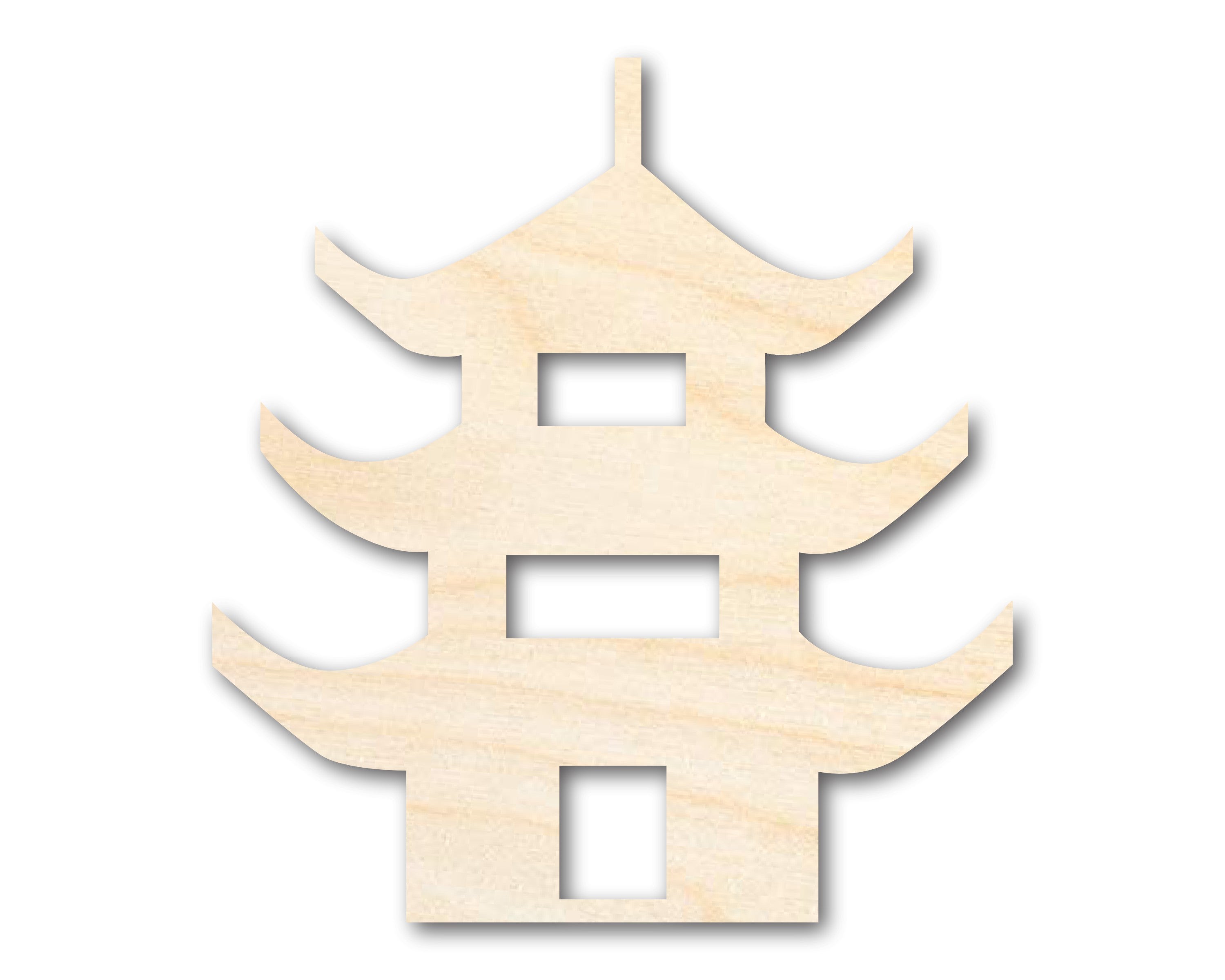 DIY Unfinished Baltic Birch Wood Pagoda Shape Cutout up to 46 Inches