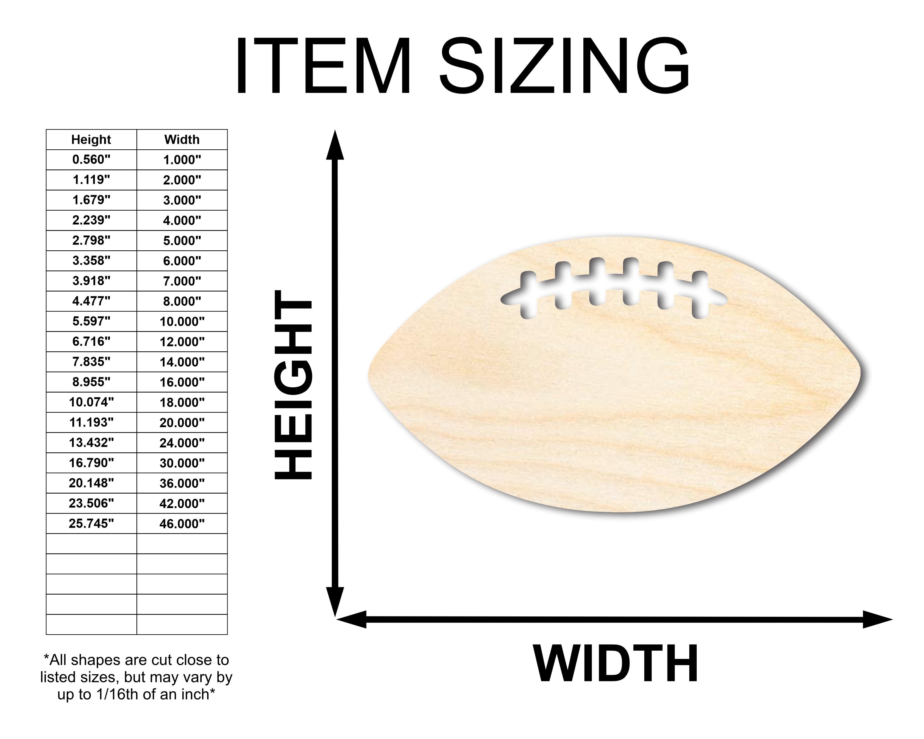 DIY Unfinished Wood Football Threads Shape for Sports Crafts - Up to 36 Inches