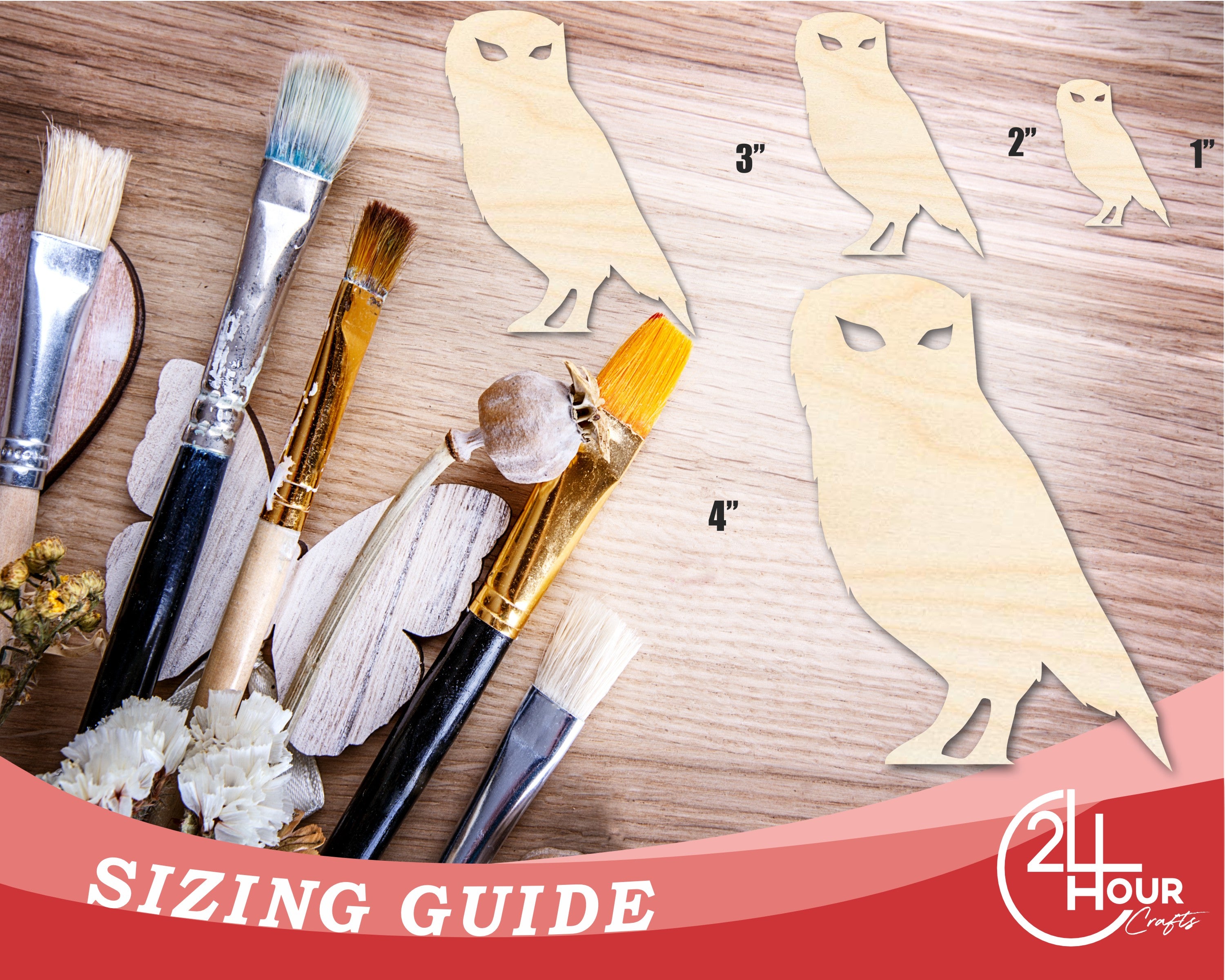 Unfinished Wood Craft Cutout in Spooky Owl Shape for Up to 46 DIY Projects