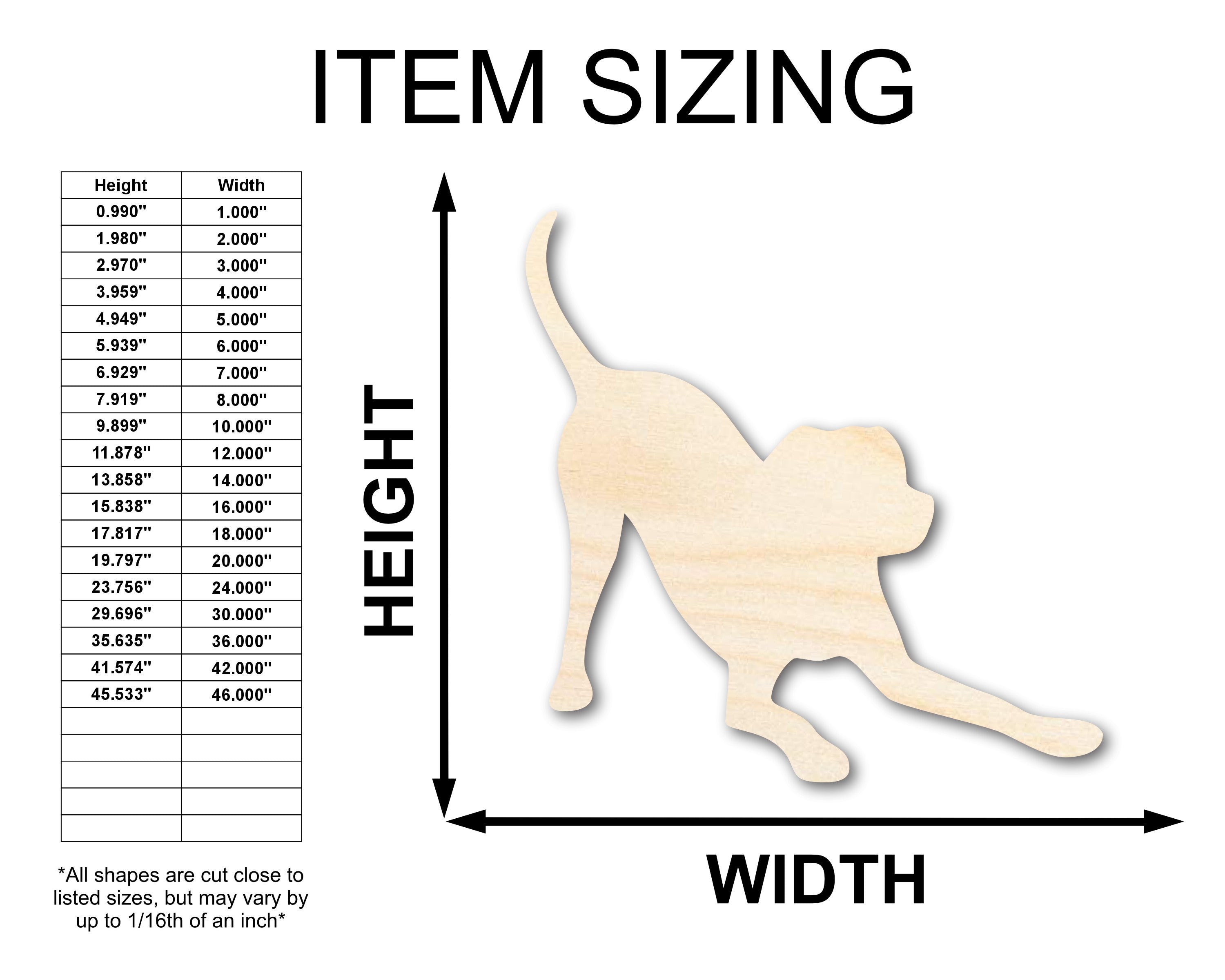 Unfinished DIY Dog Craft Cutout - Wood Play Bow Dog Silhouette with Up to 46 DIY Options