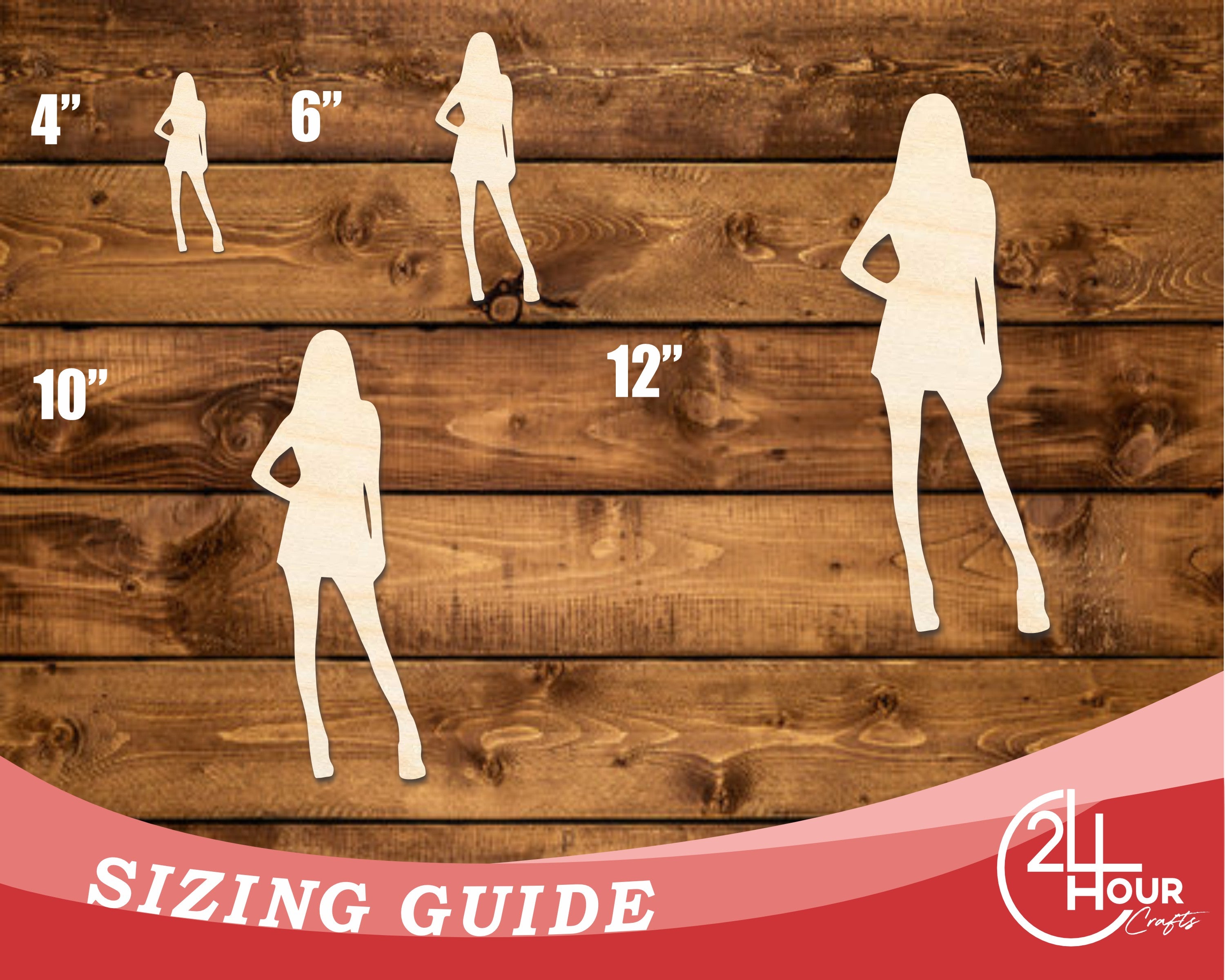 DIY Unfinished Baltic Birch Female Idol Shape Cutouts up to 46 Inches
