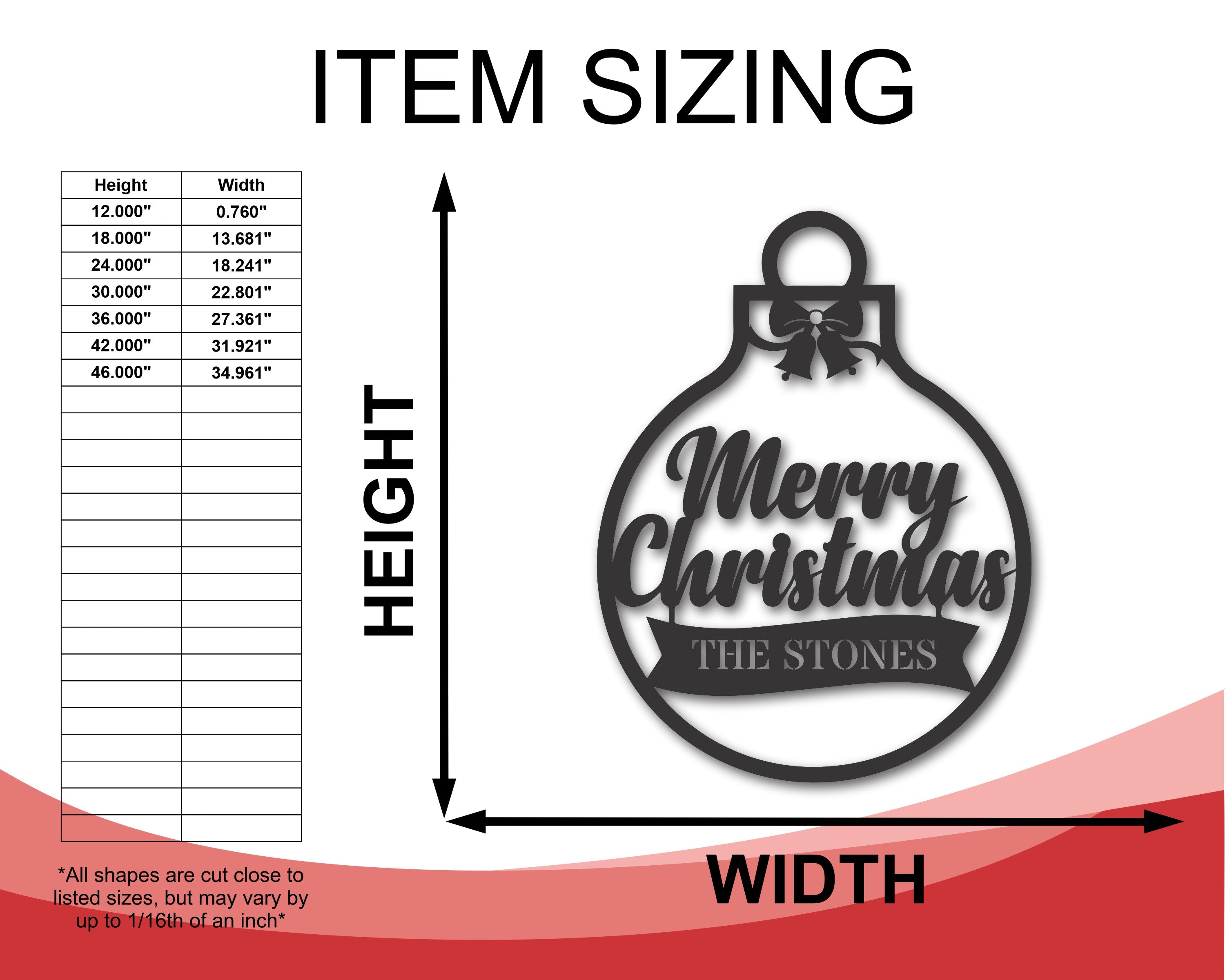 Personalized Metal Christmas Bulb Wall Signs with 15 Color Choices
