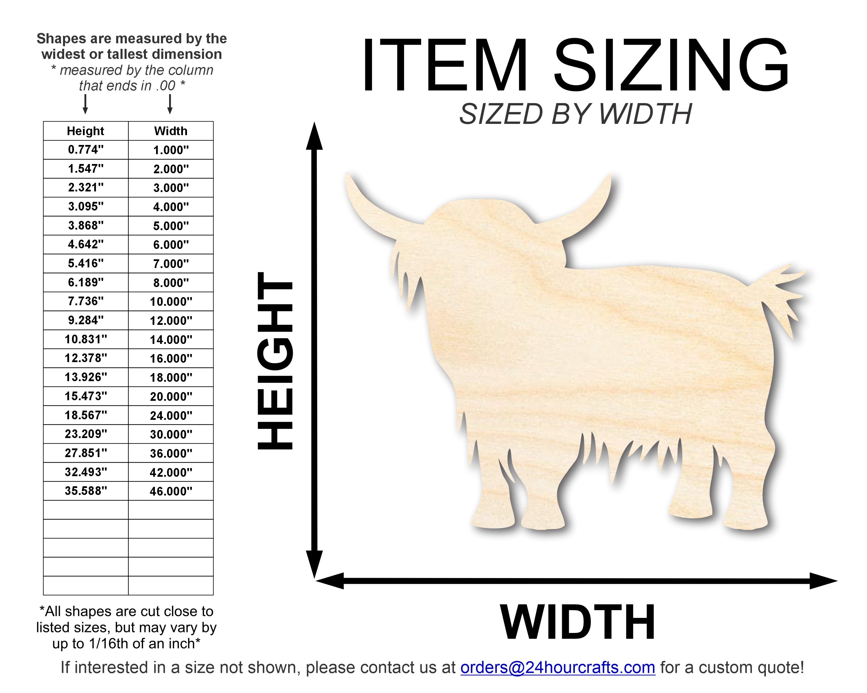 Unfinished DIY Craft Cutout in the Shape of a Highland Cow | Up to 46 Inches for Your DIY Projects