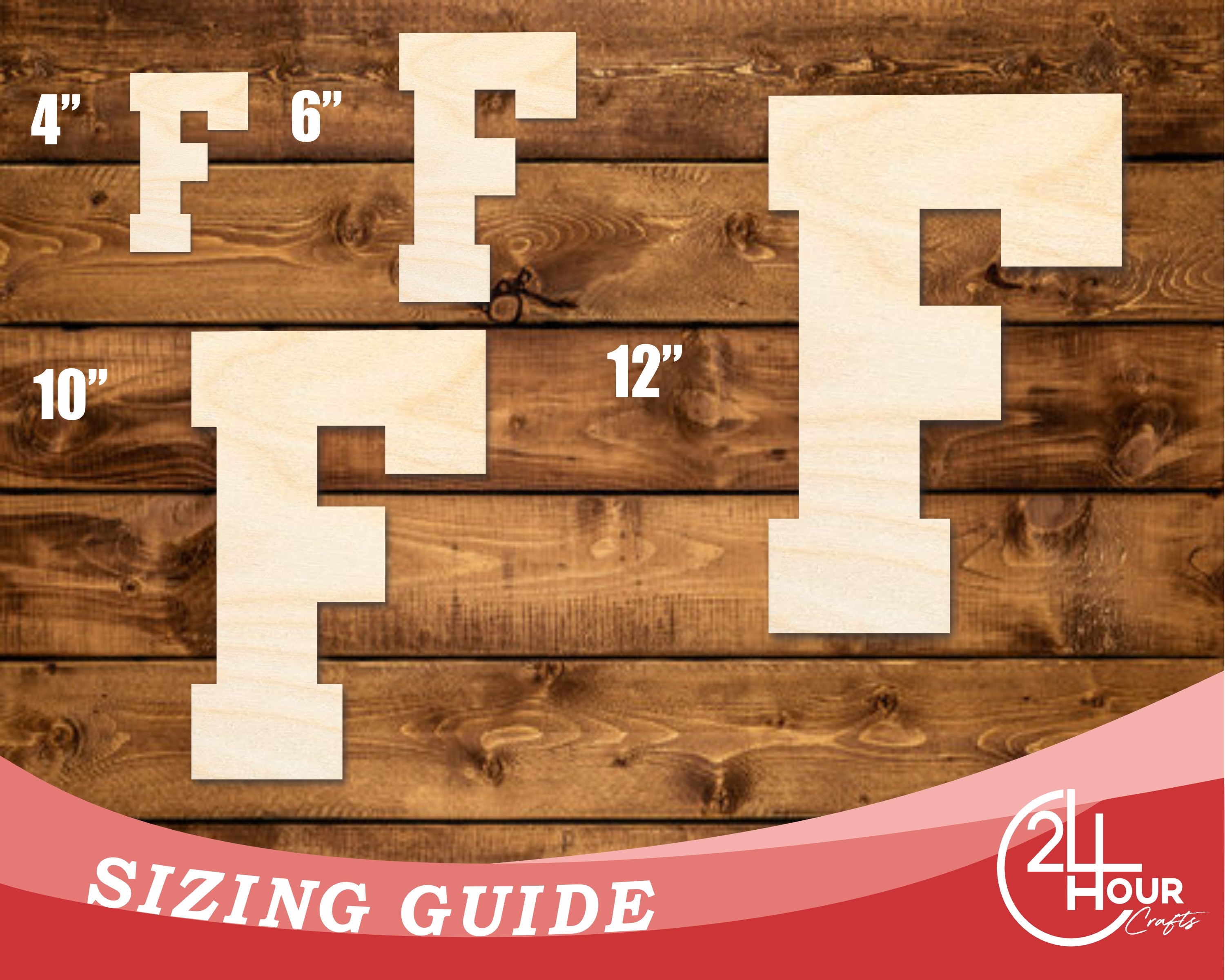 Unfinished Wood Varsity Team Letter F Shape DIY Craft Cutout for Up to 46 DIY Projects