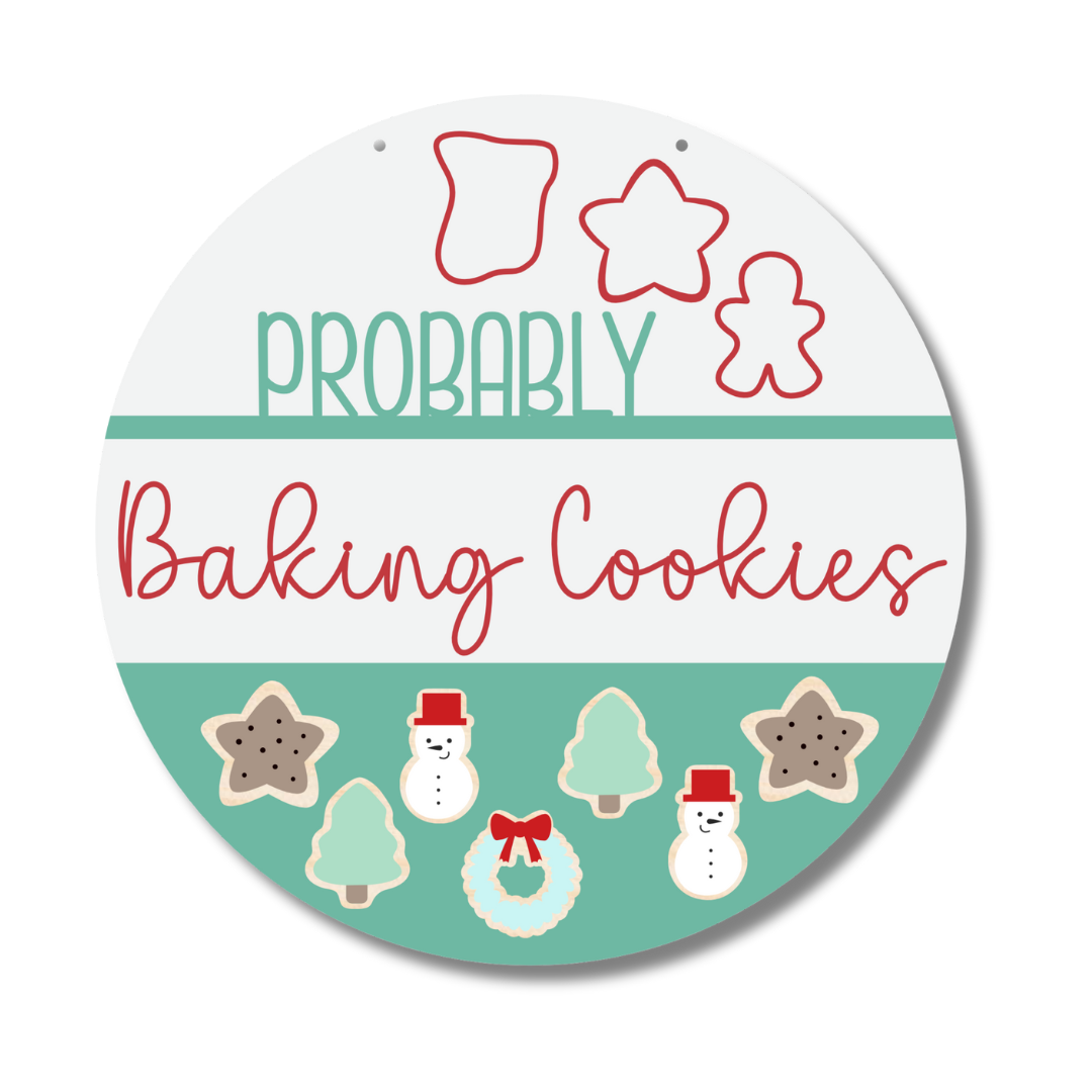 Unfinished Wooden Baking Cookies Themed Front Door Sign Craft Kit | 1/4 Inch Thick Wood Craft Cutouts