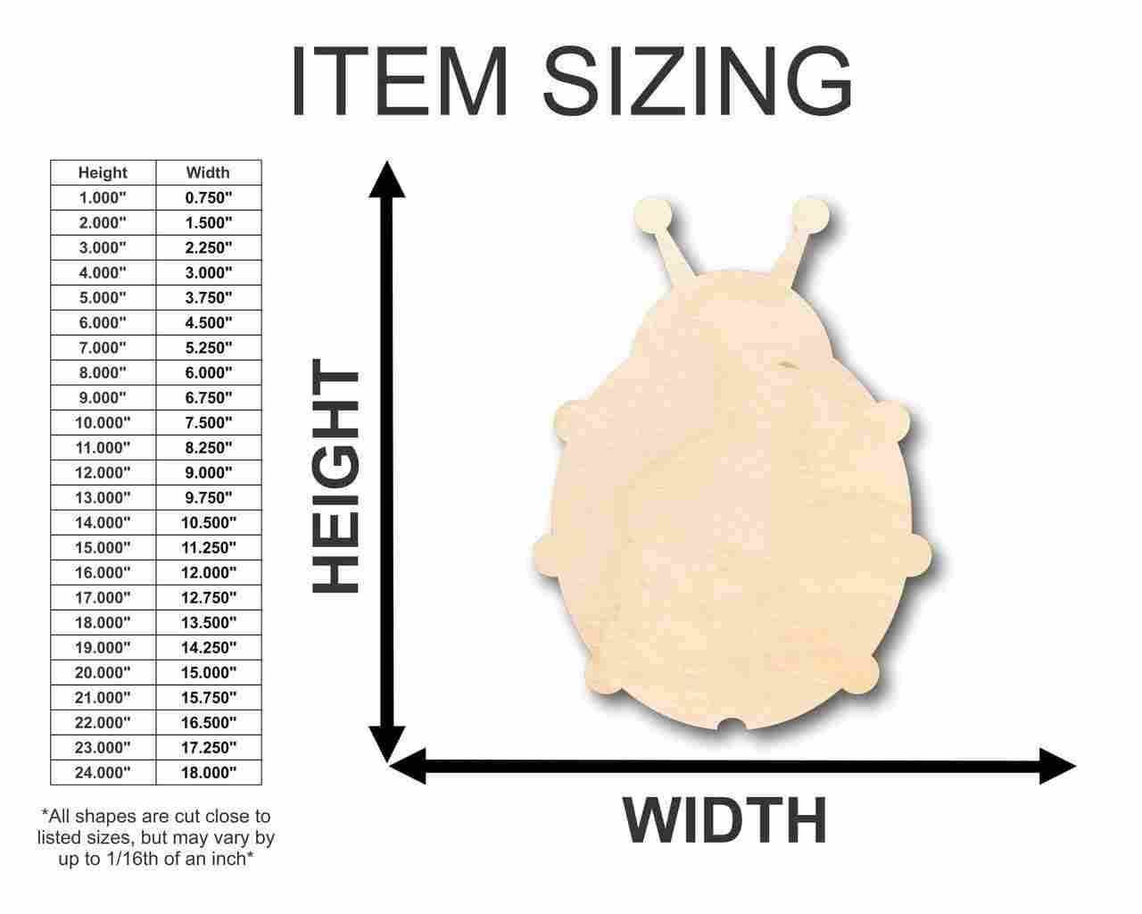 Unfinished Baltic Birch Plywood Ladybug Shape for Insect - Animal - Wildlife - Craft Projects with Up to 46 DIY Possibilities