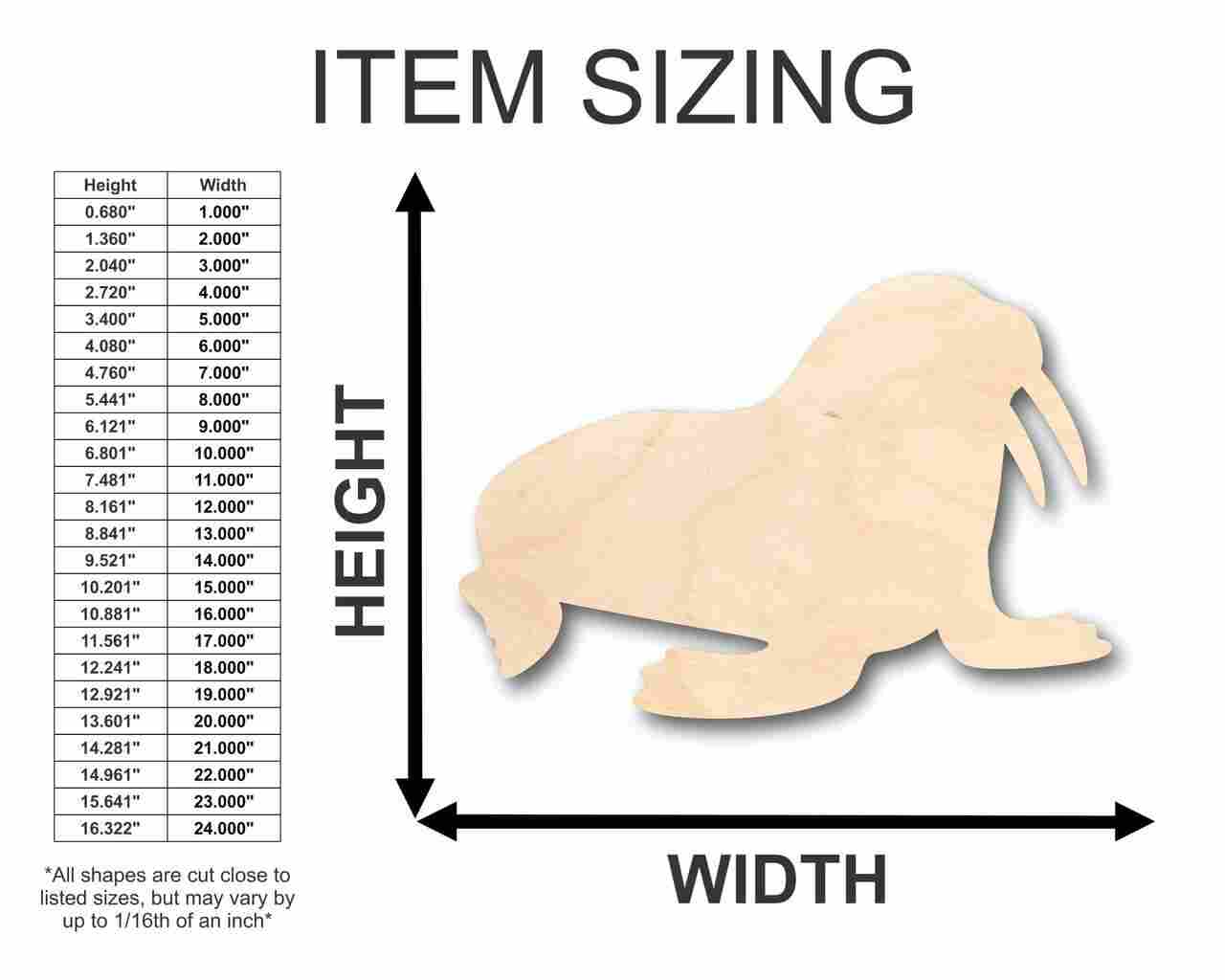 Unfinished Baltic Birch Wood Walrus Shape Ideal for Ocean - Arctic - Nursery Crafts and up to 46 DIY Projects
