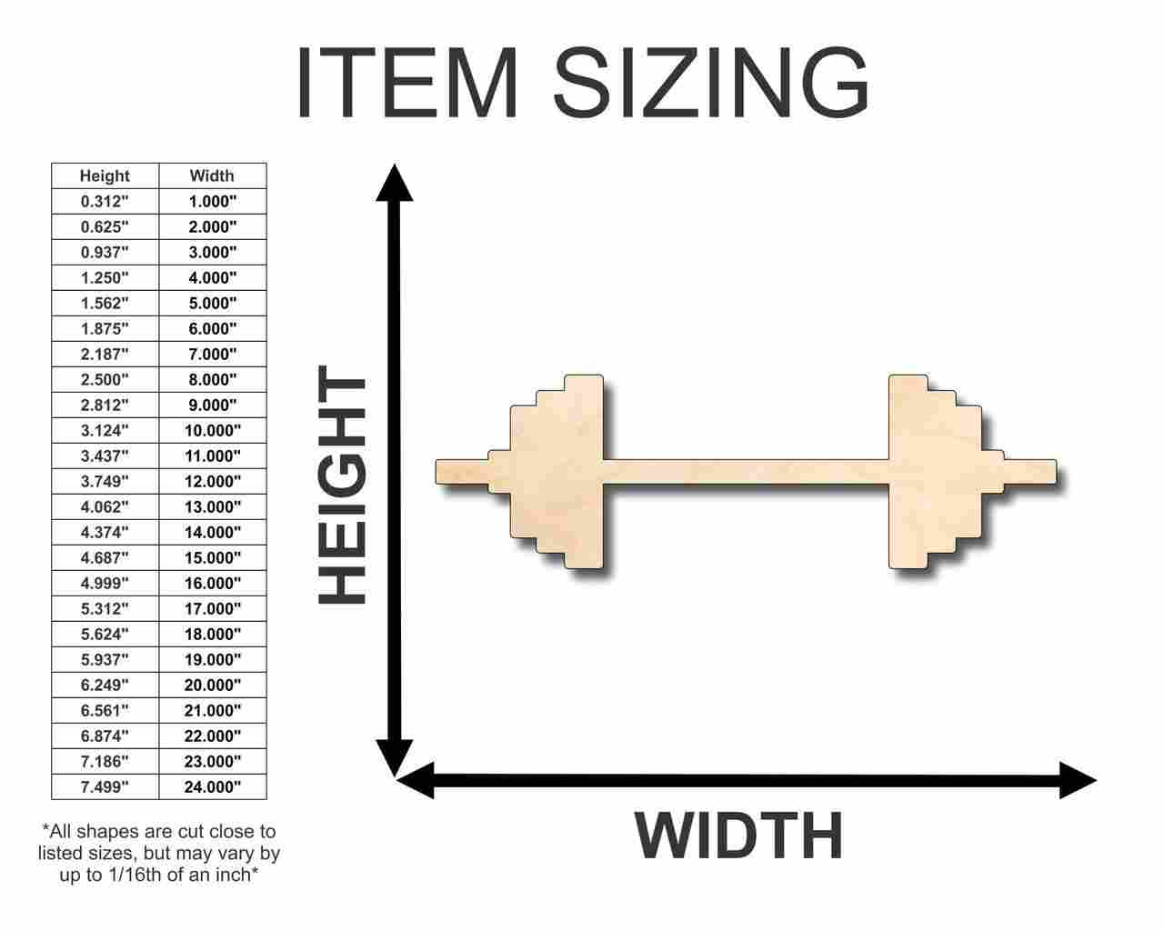 Unfinished Wood DIY Barbell Weights Shape for Crafting and Music Projects - Up to 46 Pieces Available