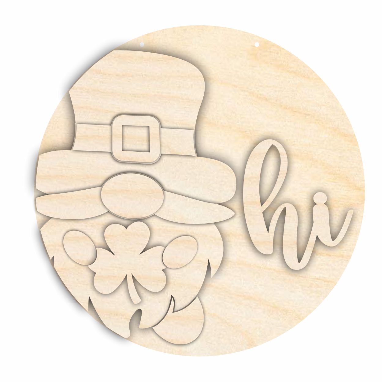 1/4 - Thick Unfinished Wood St Patrick's Day Gnome Door Sign Craft Kit