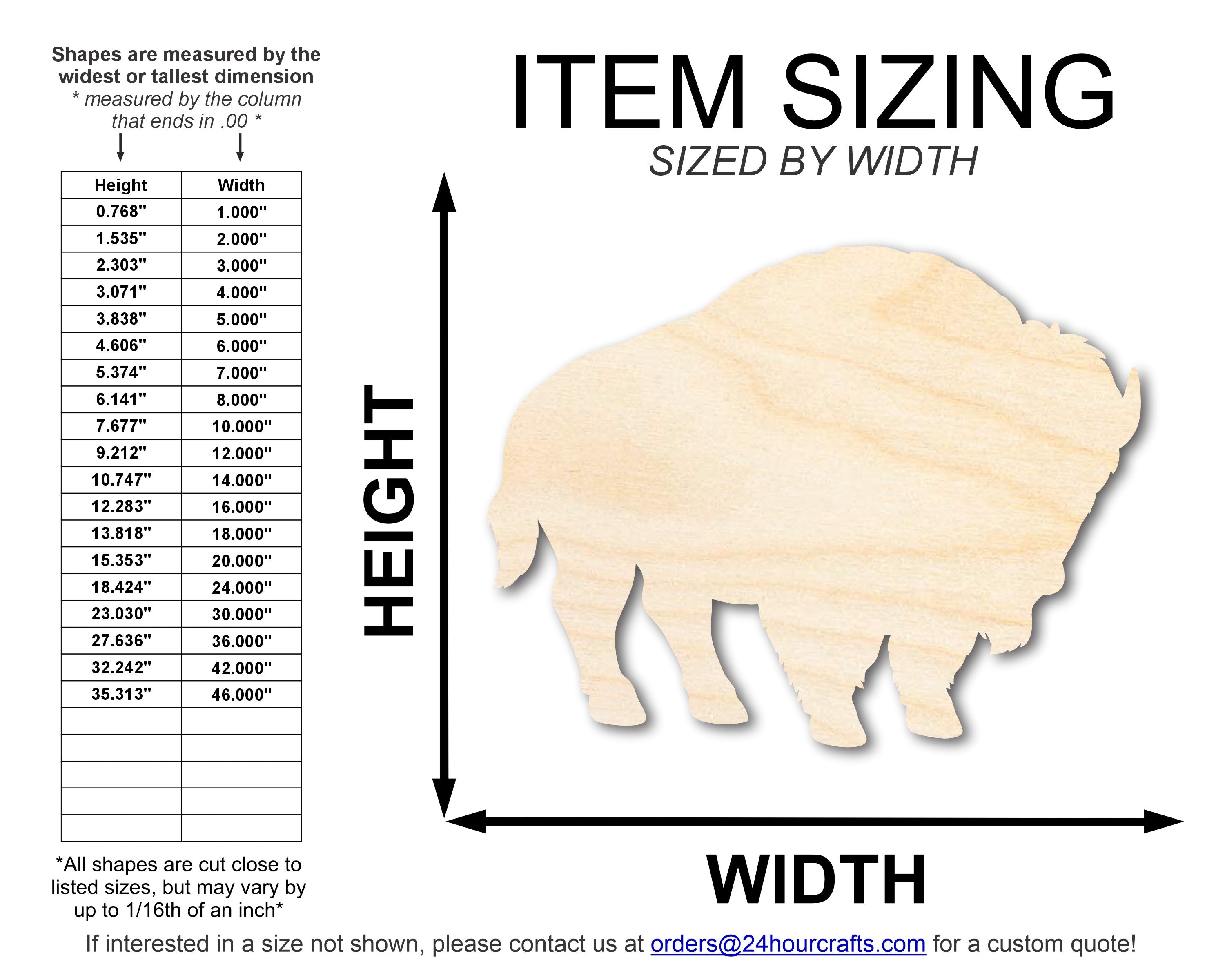 Unfinished DIY Native American Craft Cutout of Wood Buffalo Bison Silhouette with up to 46 DIY Options