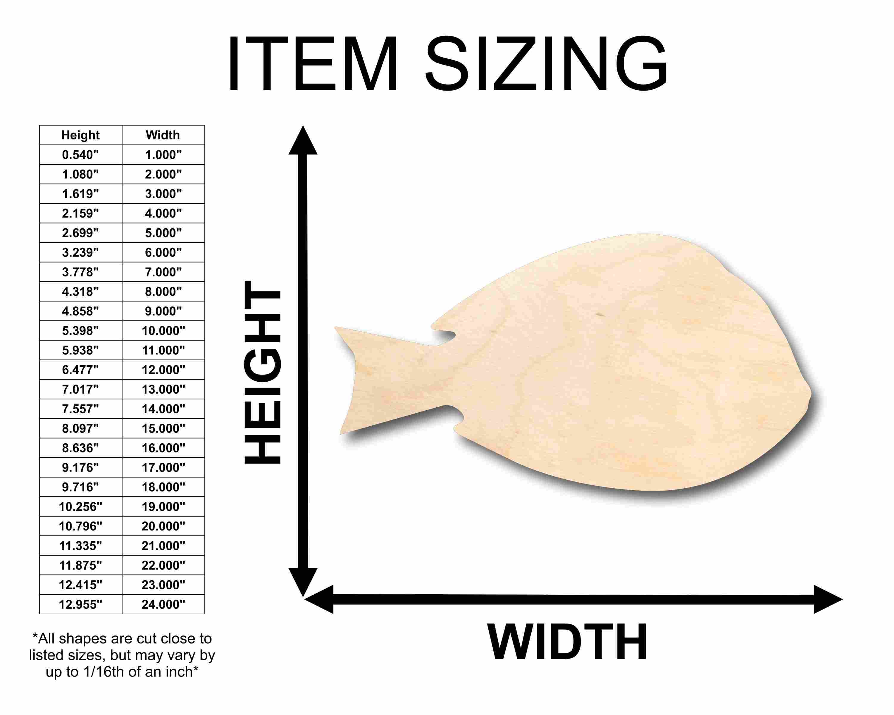DIY Unfinished Baltic Birch Wood Blue Tang Fish Silhouette - Up to 46