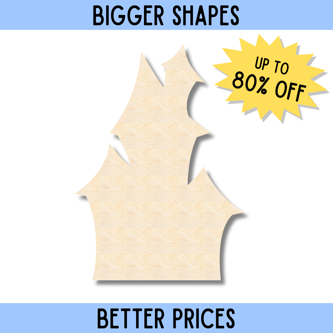 Larger & Superior Unfinished Wood DIY Haunted House Shape Cutout