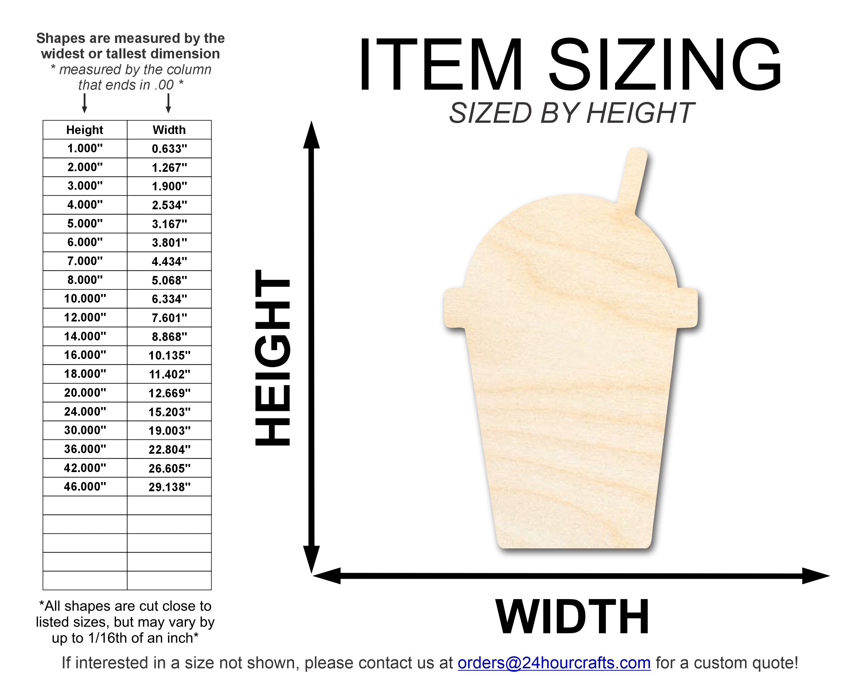 DIY Unfinished Baltic Birch Wood Slushie Drink Shape Cutouts - Up to 46 Inches
