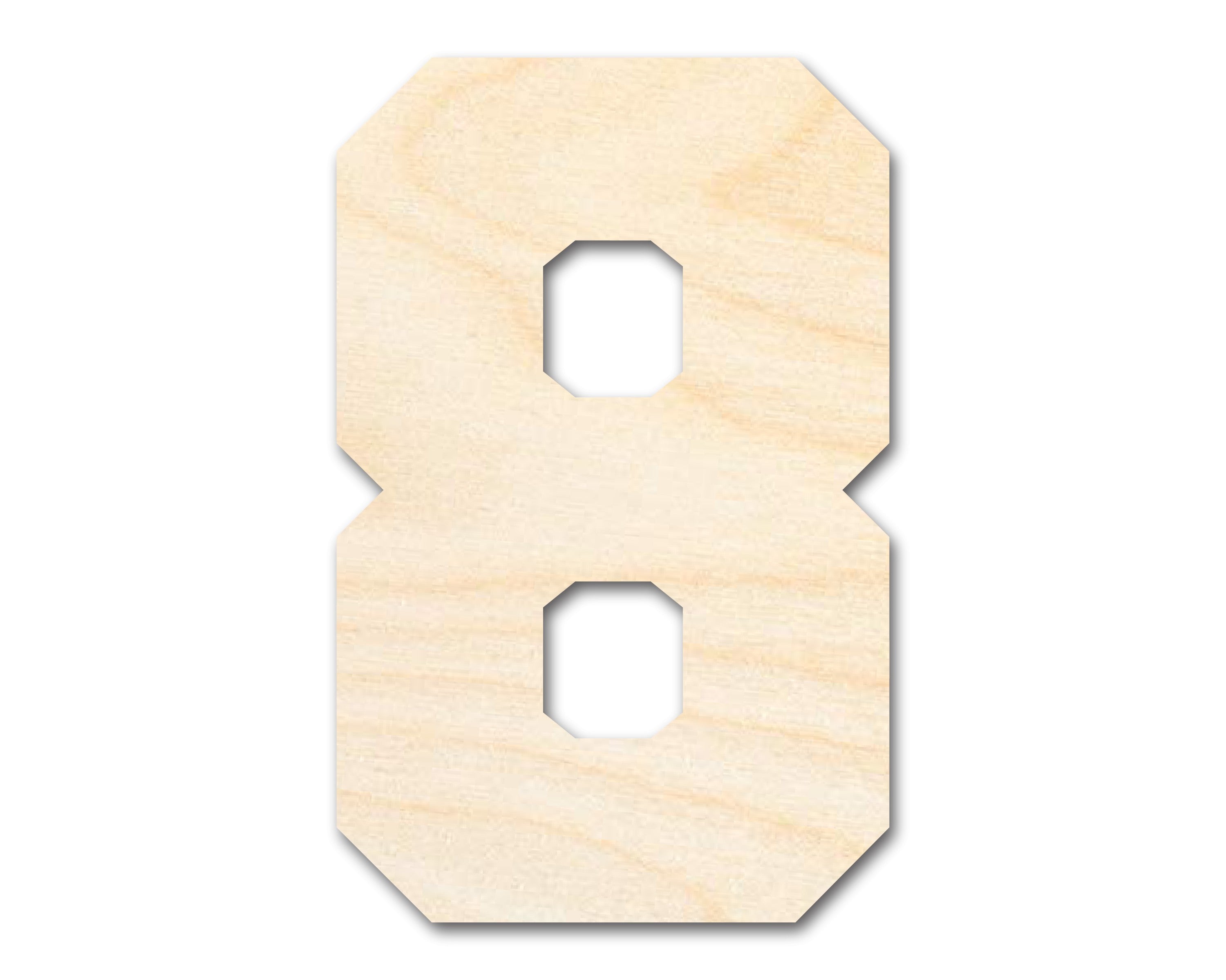 Unfinished Baltic Birch Wood Varsity Number Eight Shape Cutout for DIY Crafts, Available up to 46 Inches