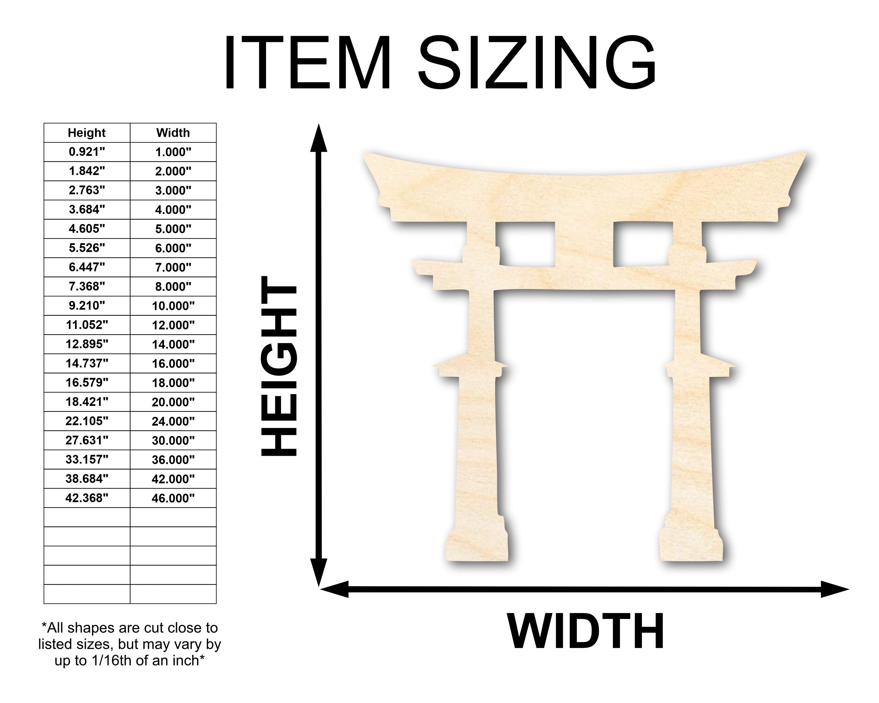 Unfinished Japanese Torii Shape Wood Craft Cutout for Up to 46 DIY Projects