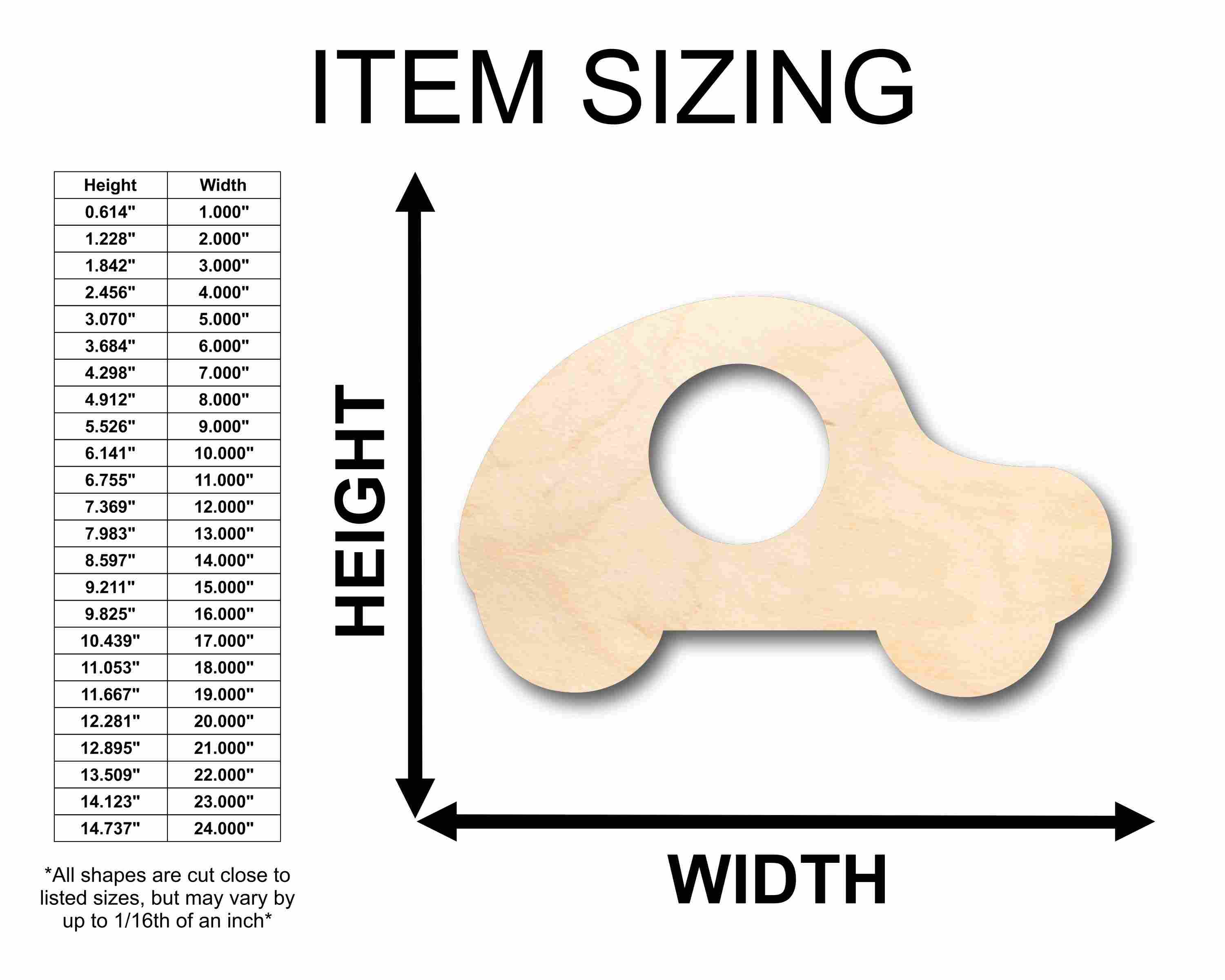 DIY Unfinished Wood Car Silhouette - Ideal for Up to 46 Craft Projects