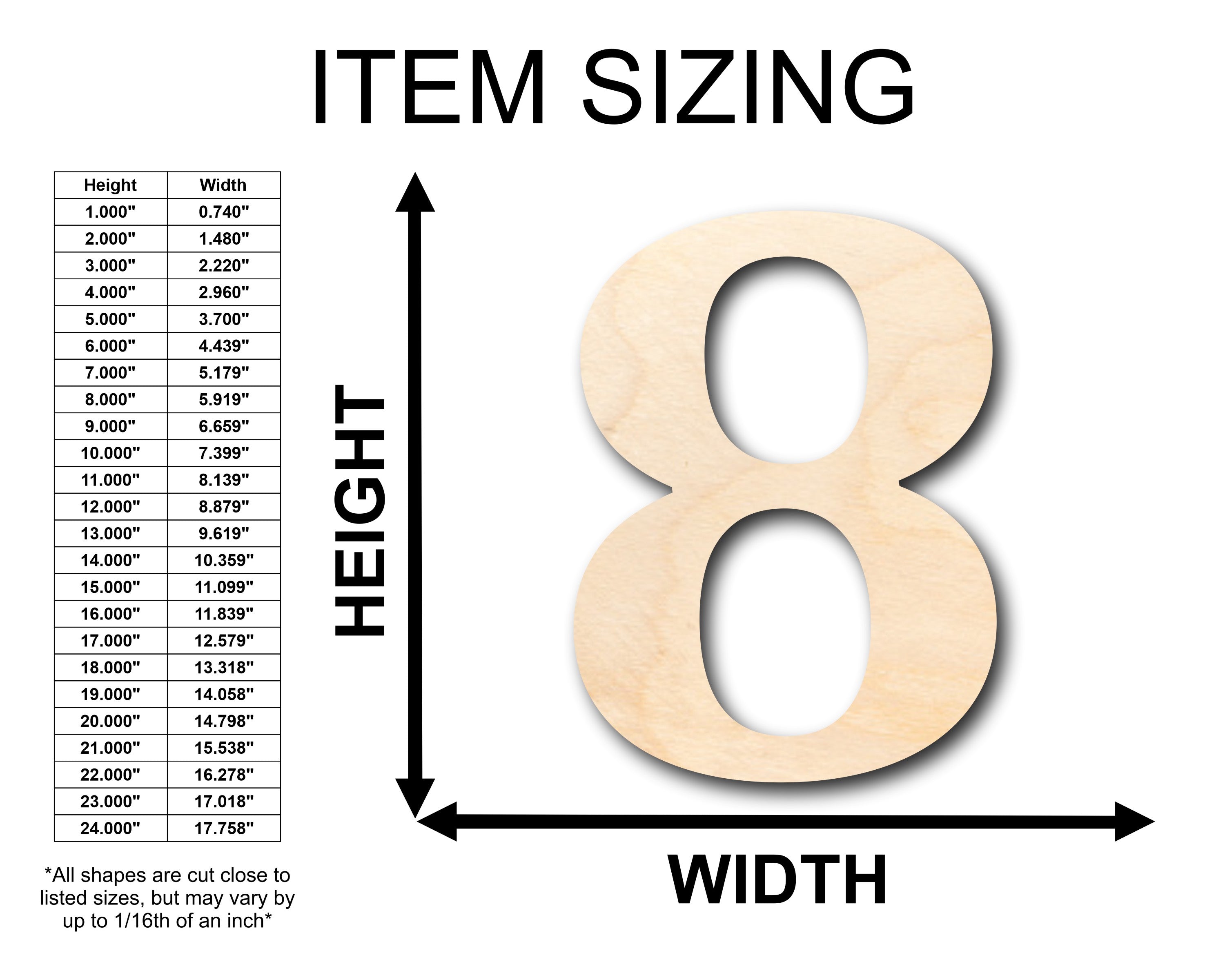 Unfinished Wood Cambria Number 8 Shape for DIY Craft Projects - Up to 46 Inches for Various Handicraft Needs