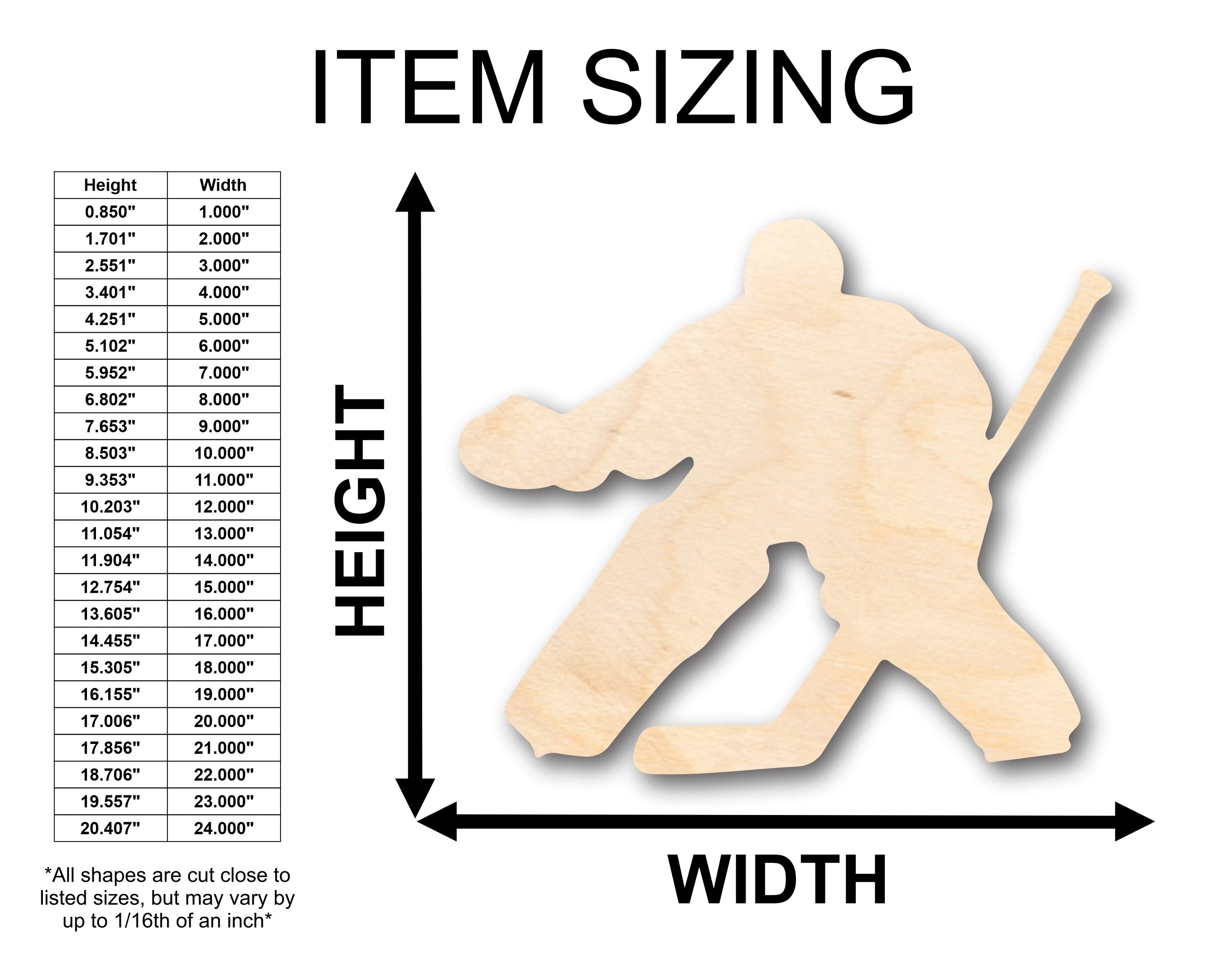 DIY Unfinished Wood Hockey Goalie Shape for Crafts up to 46 Inches