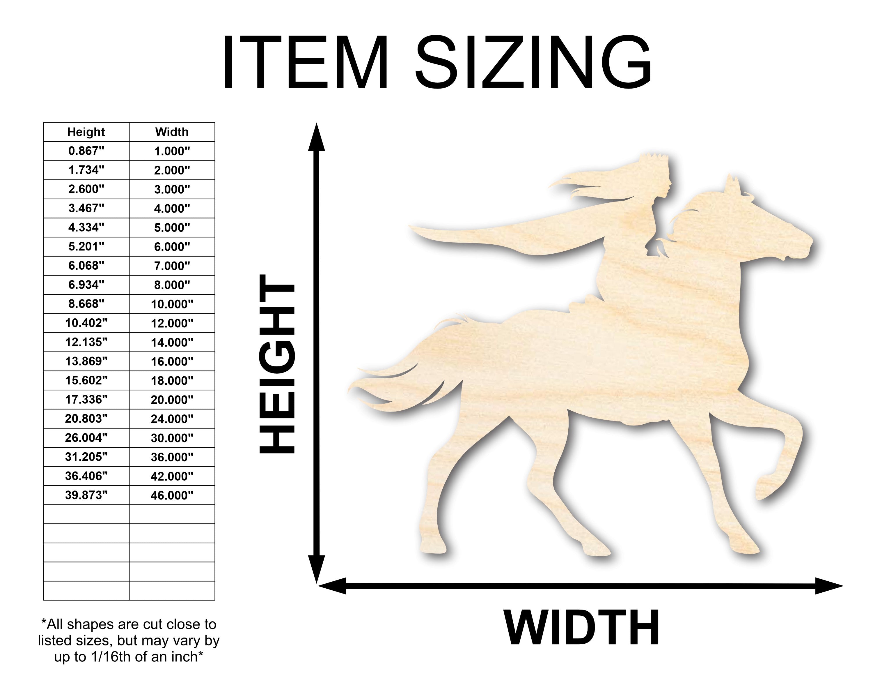 Unfinished Baltic Birch Fairytale Horse and Rider Shape for Crafts (Up to 36')