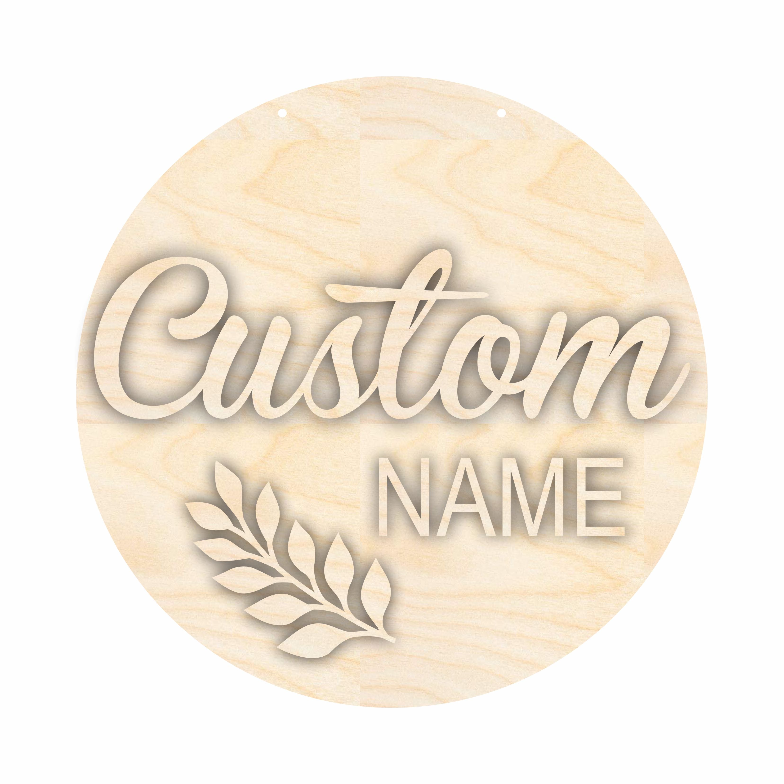 Unfinished Custom Name Leaf - Shaped Wood Door Sign Craft Kit with 1/4 - Inch Thickness