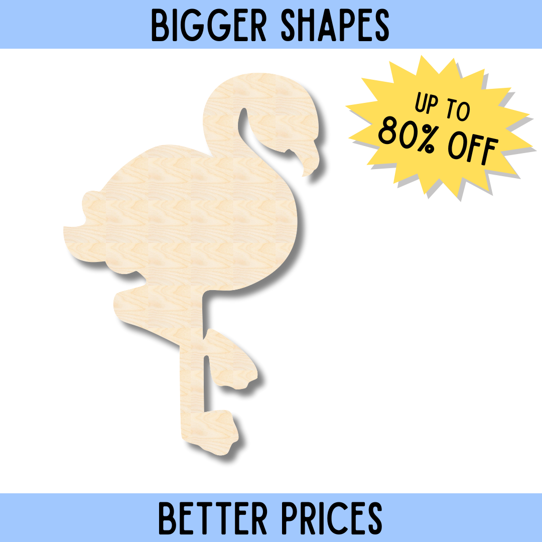 Enhanced Unfinished Wood Flamingo Silhouette for DIY Craft Cutouts in the Bigger Better Collection