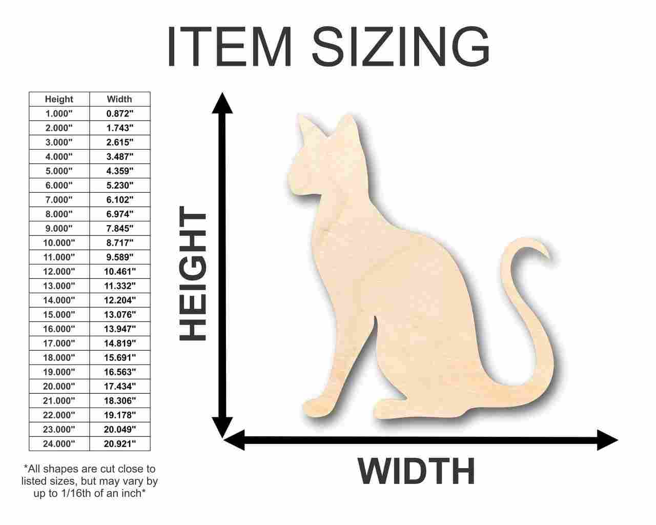 DIY Unfinished Baltic Birch Siamese Cat Shape Crafts up to 24 Inches