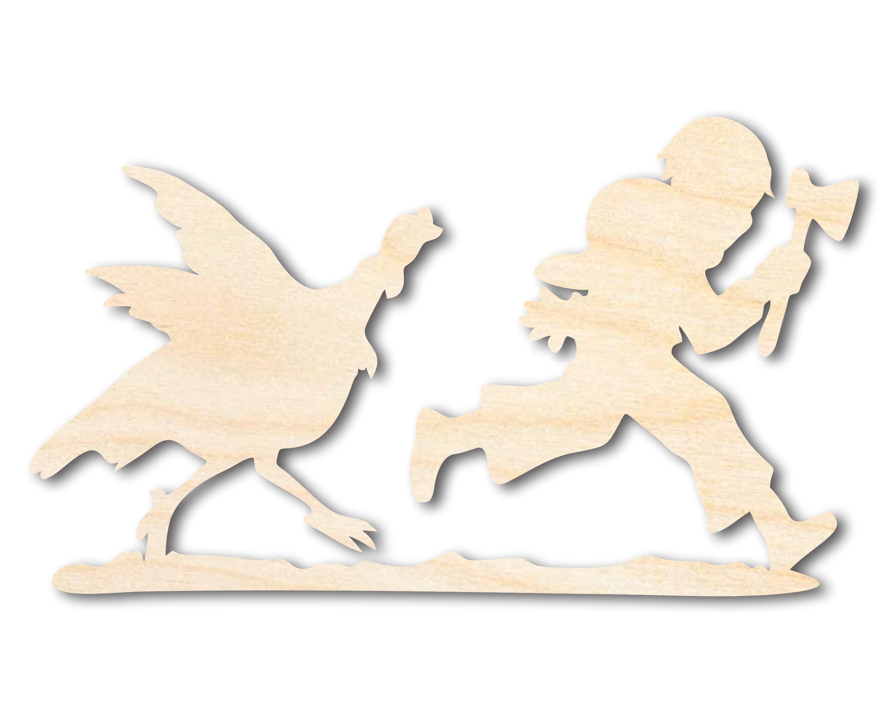 Unfinished Baltic Birch Wood Turkey Chase Shape - Craft Items up to 36 Inches