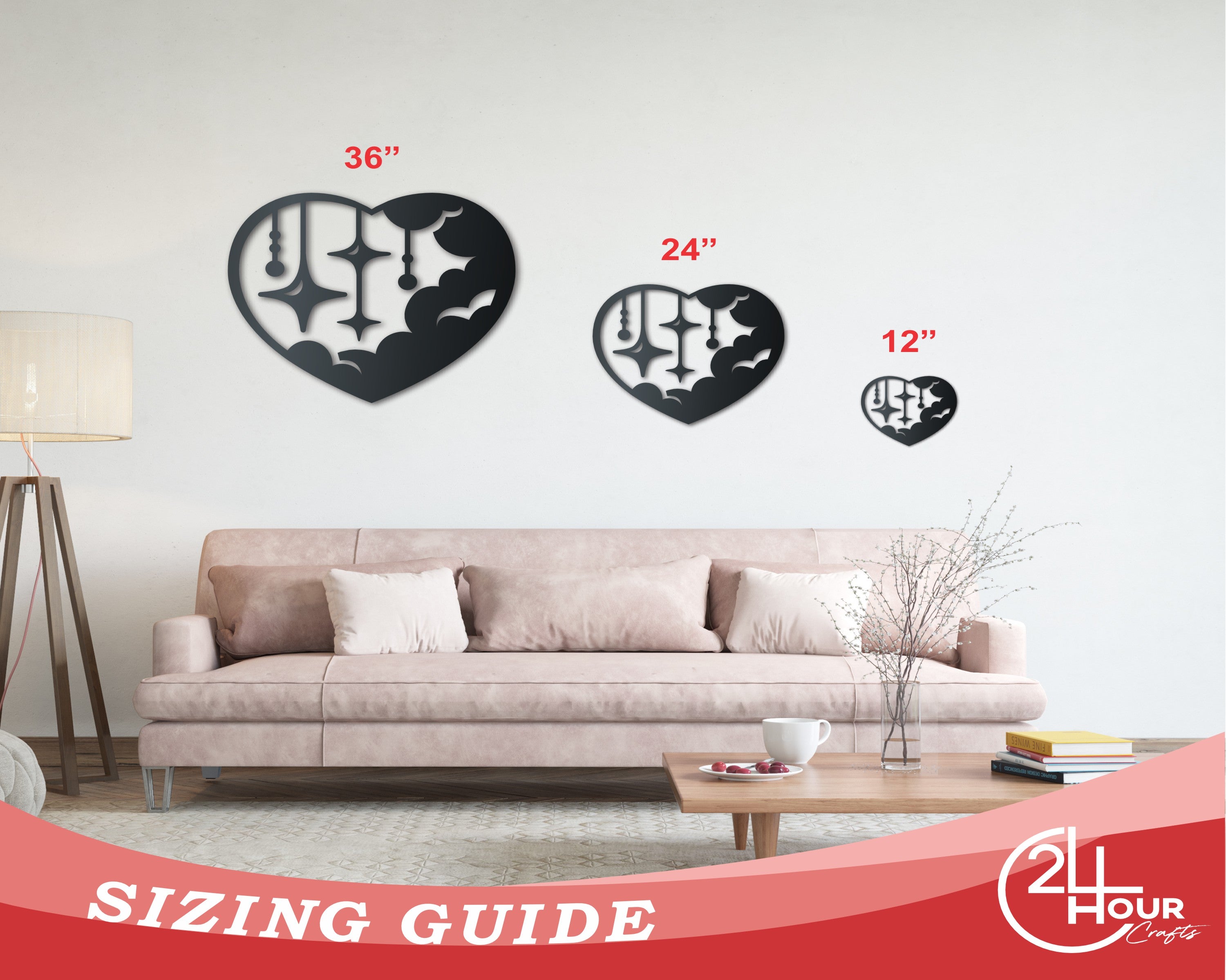 Customizable Metal Starry Heart Wall Art Sign with 14 Color Choices