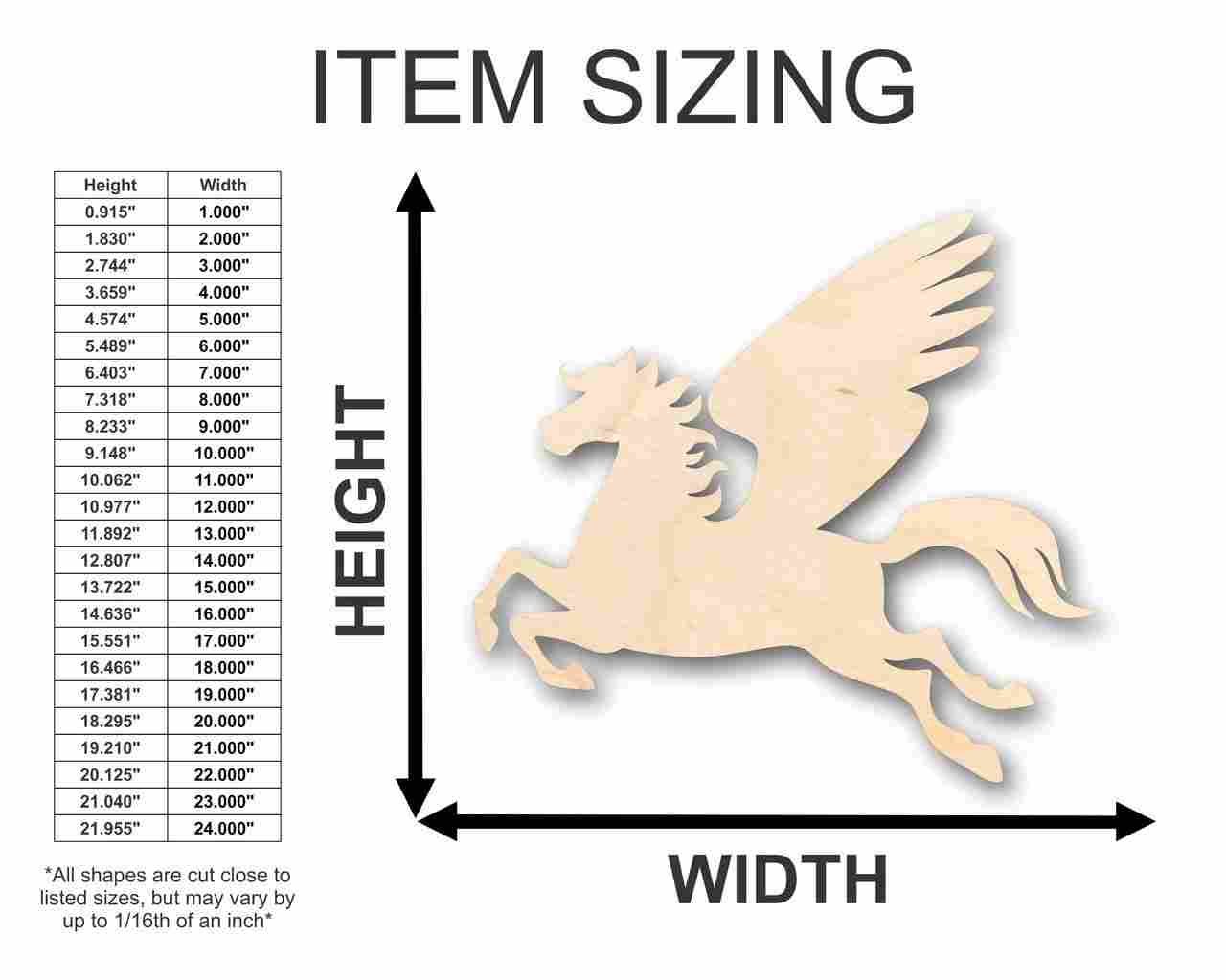 Unfinished Baltic Birch Wood Pegasus Shape for Up to 46 DIY Mythical Crafts