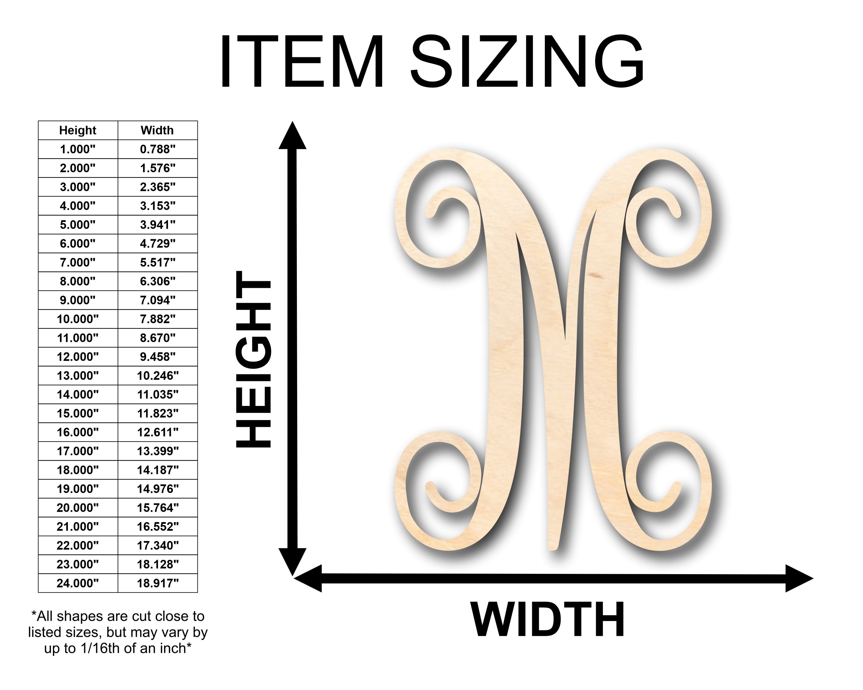 DIY Unfinished Wood Monogram M Shape - Up to 46 for Craft Projects