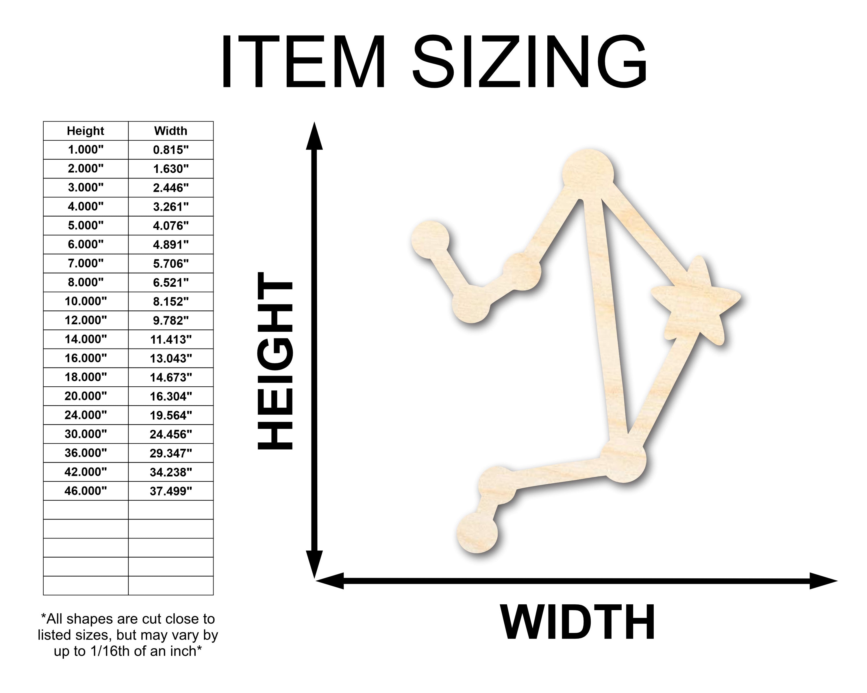 Unfinished Wood Zodiac Craft - Libra Constellation Shape, Sizes up to 46 Inches