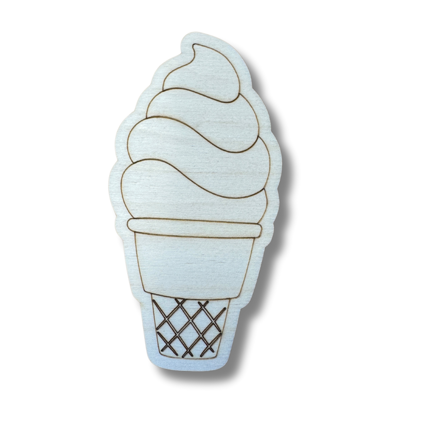 Unfinished Etched Soft Serve Wood Shape for Up to 30 DIY Paint - by - Line Crafts
