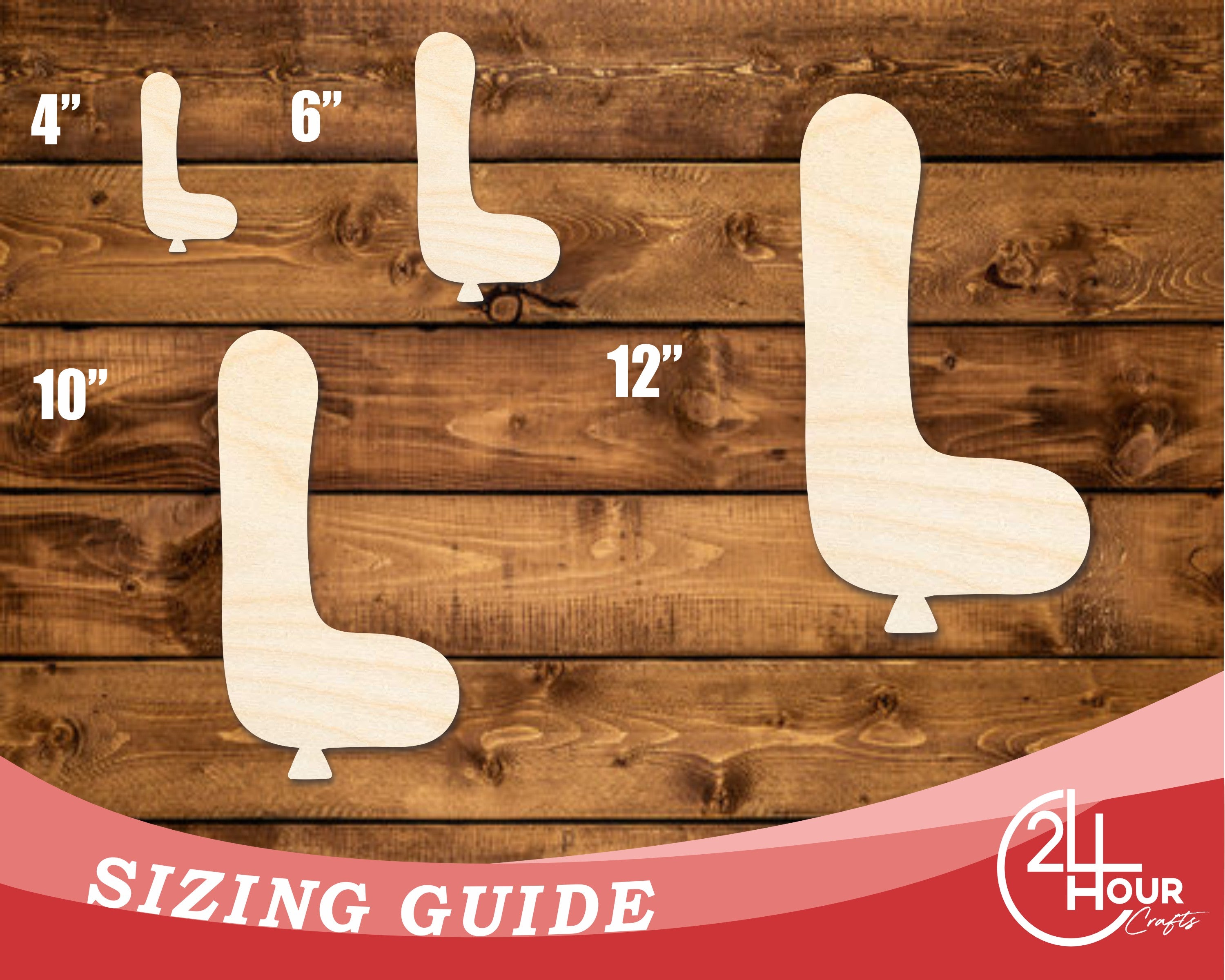 Unfinished Baltic Birch Wood Balloon Letter L - Shaped DIY Craft Cutouts, Available in Sizes Up to 46 Inches for Multiple DIY Projects