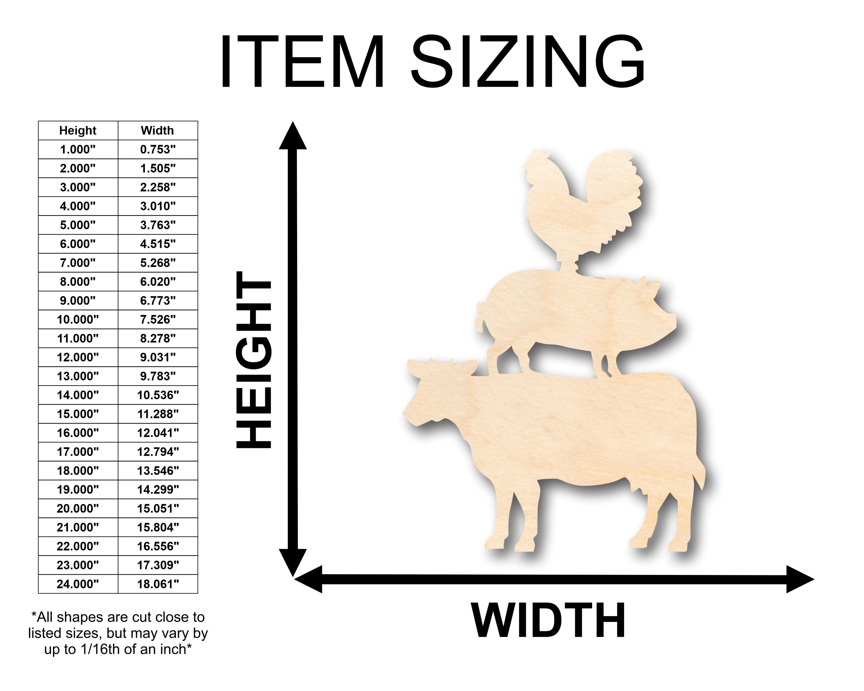 Unfinished DIY Wood Crafts in Farm Animals Shapes - Up to 46 Pieces for Creative Projects