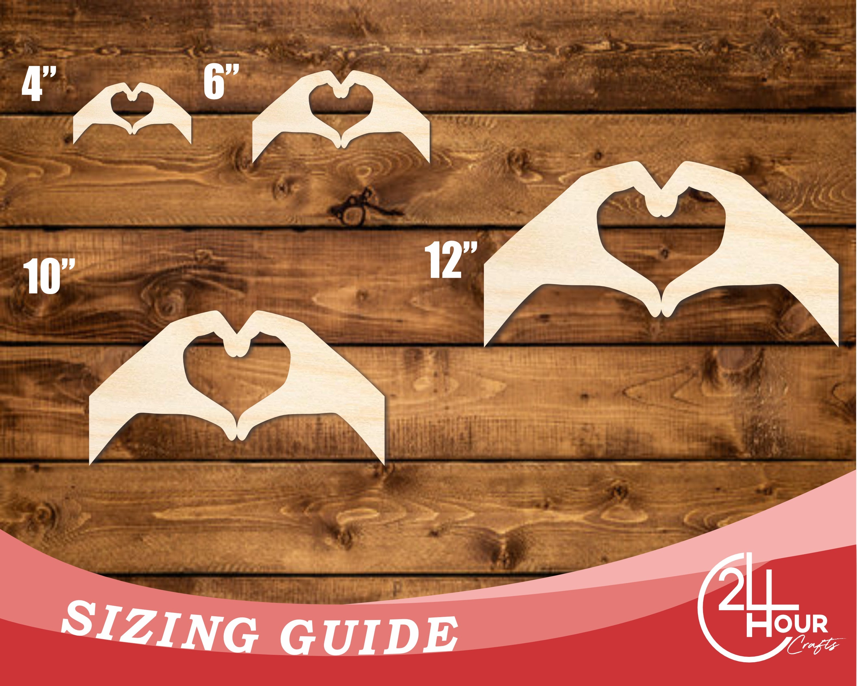 Unfinished Baltic Birch Wood Heart Hands Shape Cutouts for DIY Crafts | Up to 46 Inches in Size for Multiple DIY Projects