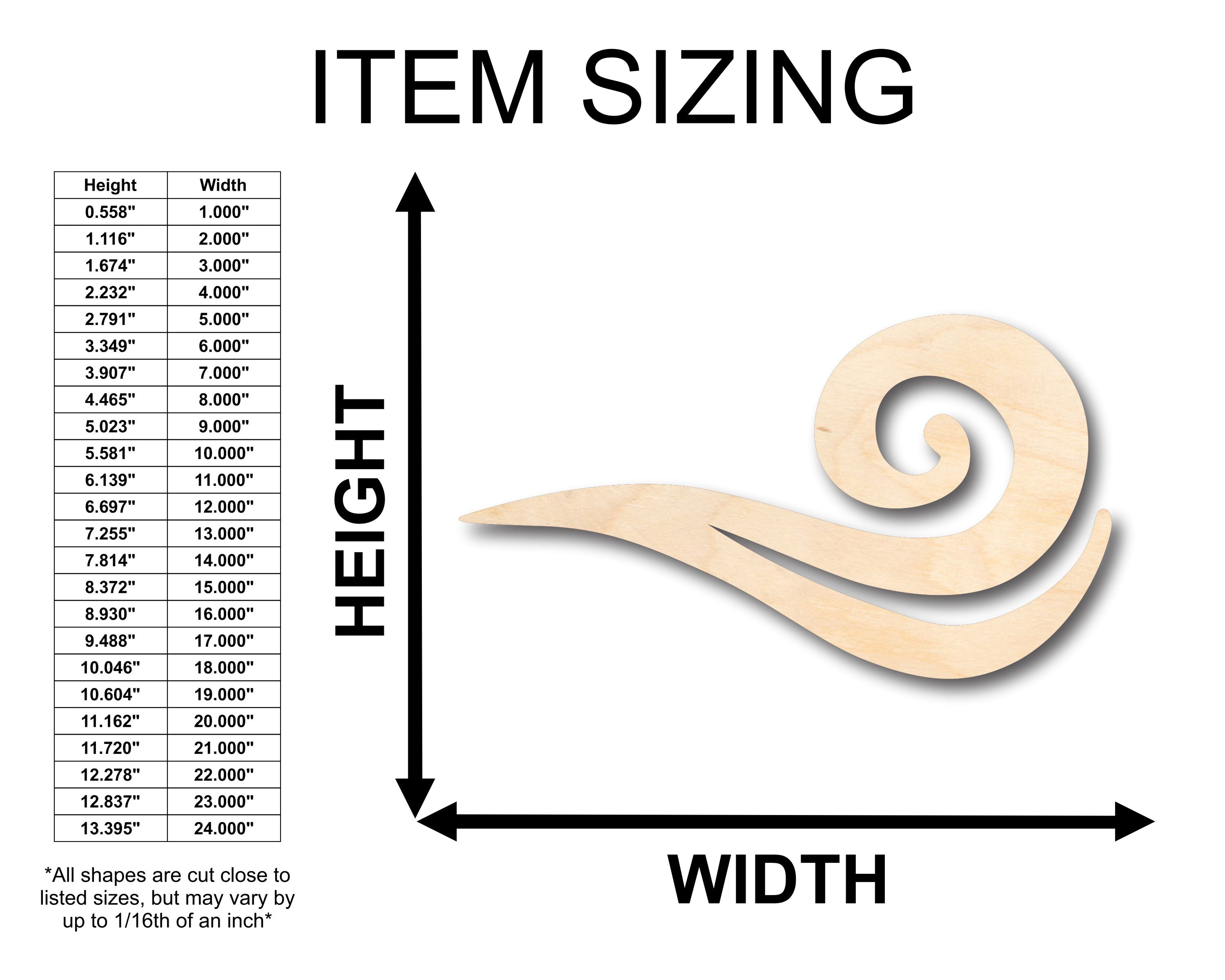 Unfinished Wood Crafts - DIY Wind Air Element Shapes up to 46 Inches for Creative Projects