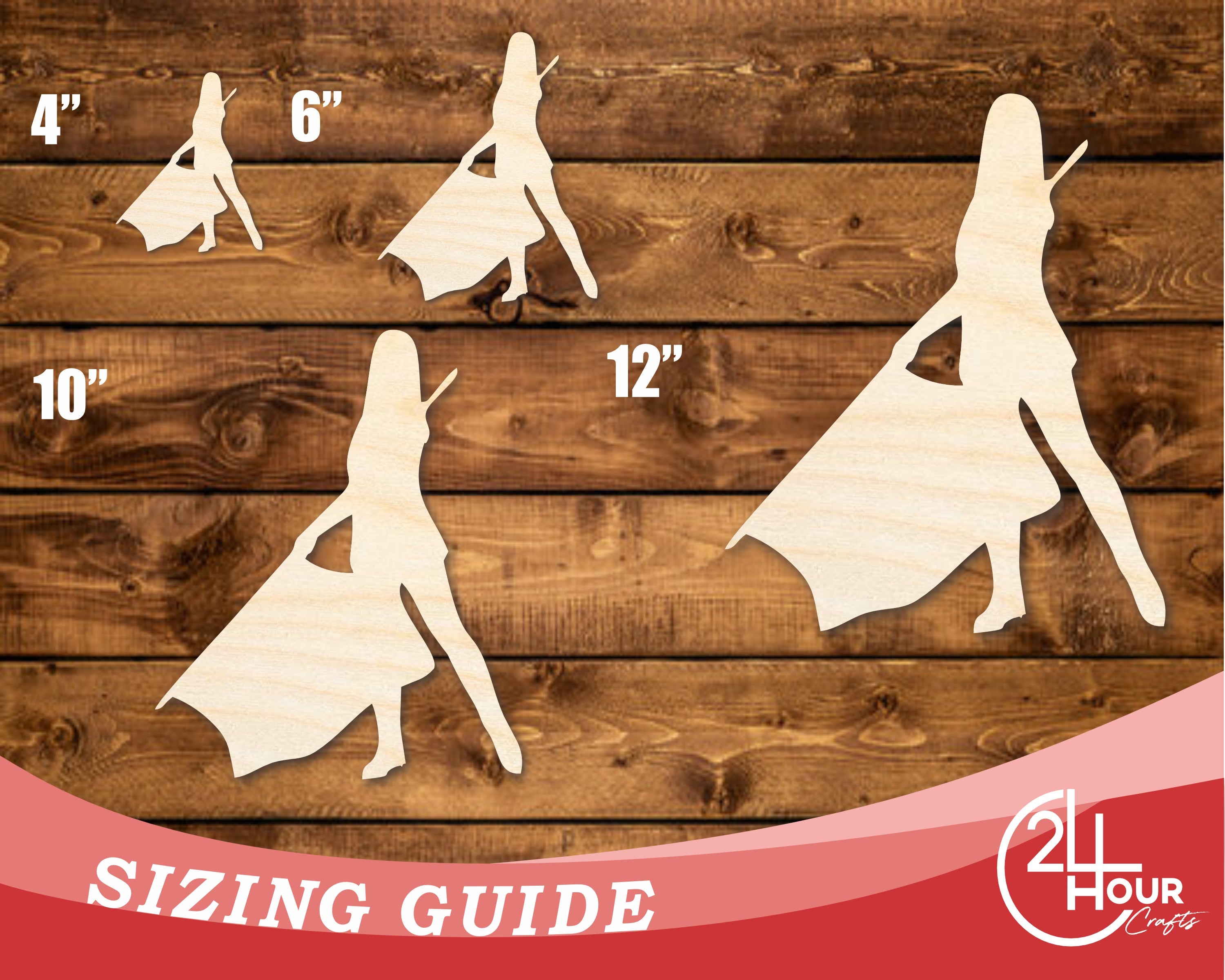 Unfinished DIY Craft Cutout in Wood Color Guard Shape | Up to 46 Different DIY Options